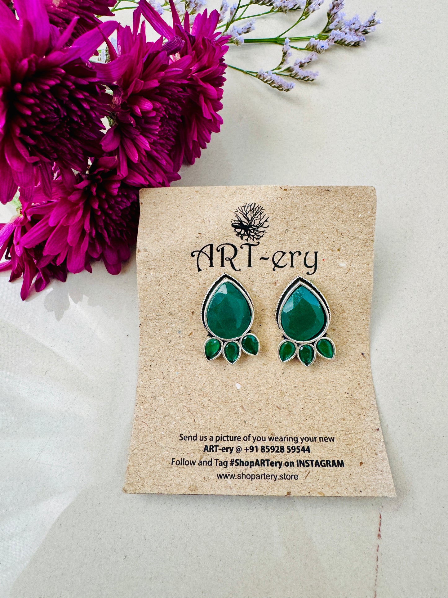 Big stone earring - Green