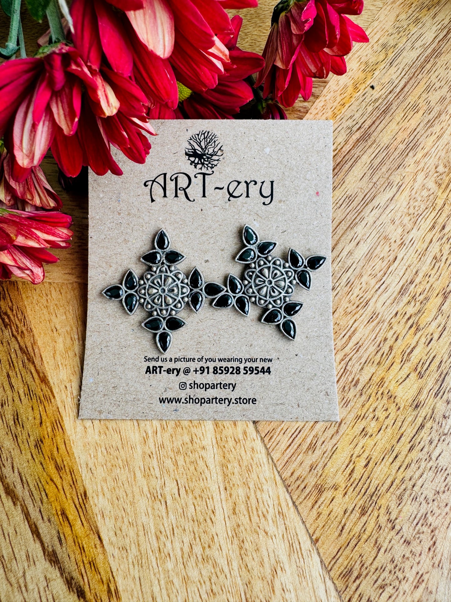 Constellation earrings - Black oxidised silver