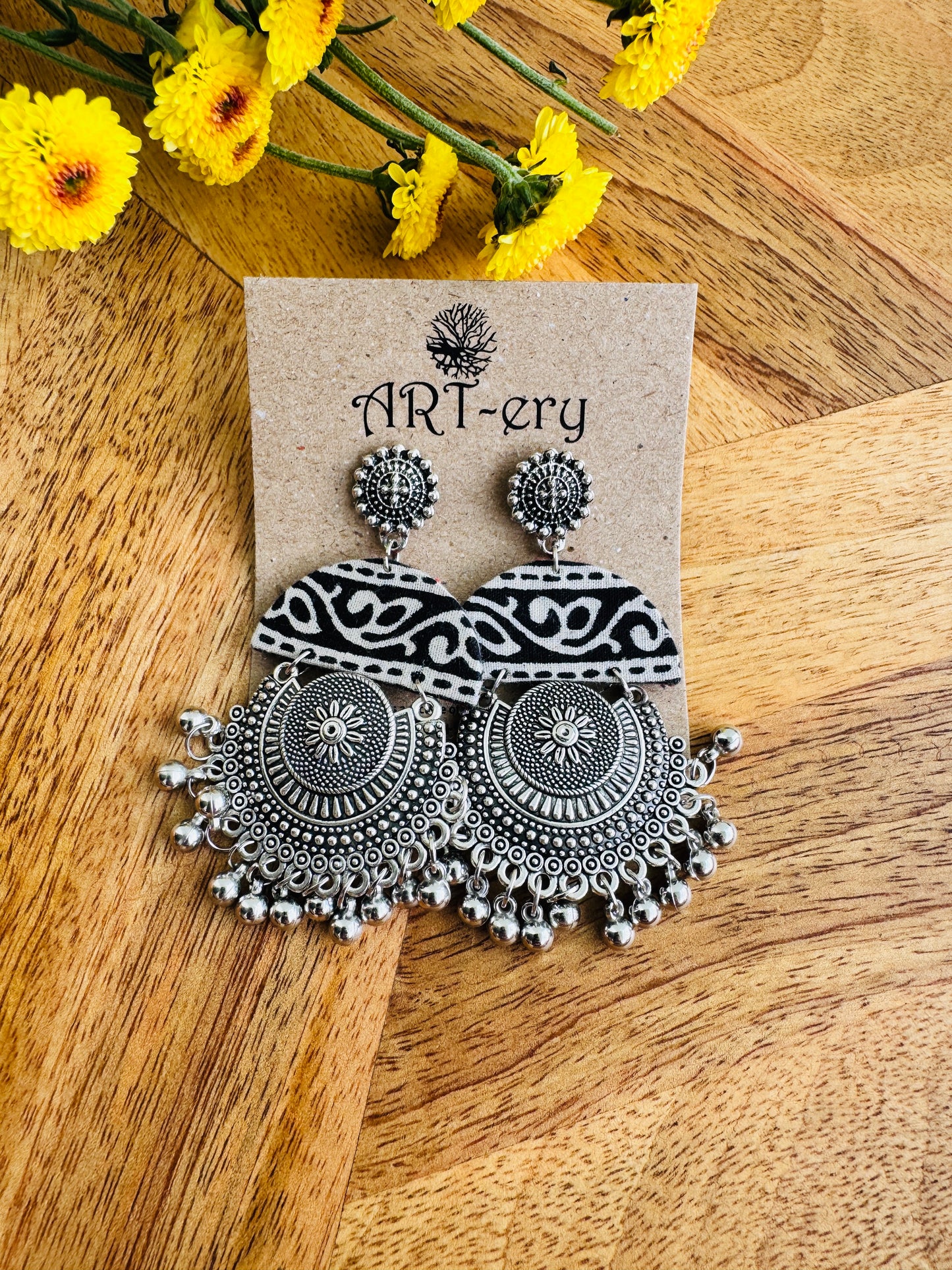 Handcrafted Fabric Statement Earrings | Boho Ethnic Earrings for Women