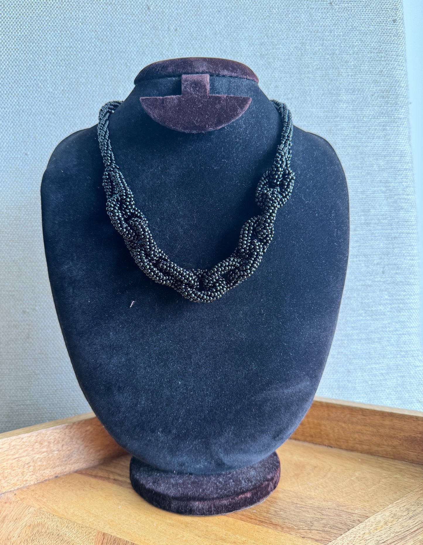 Braided Statement Necklace - black