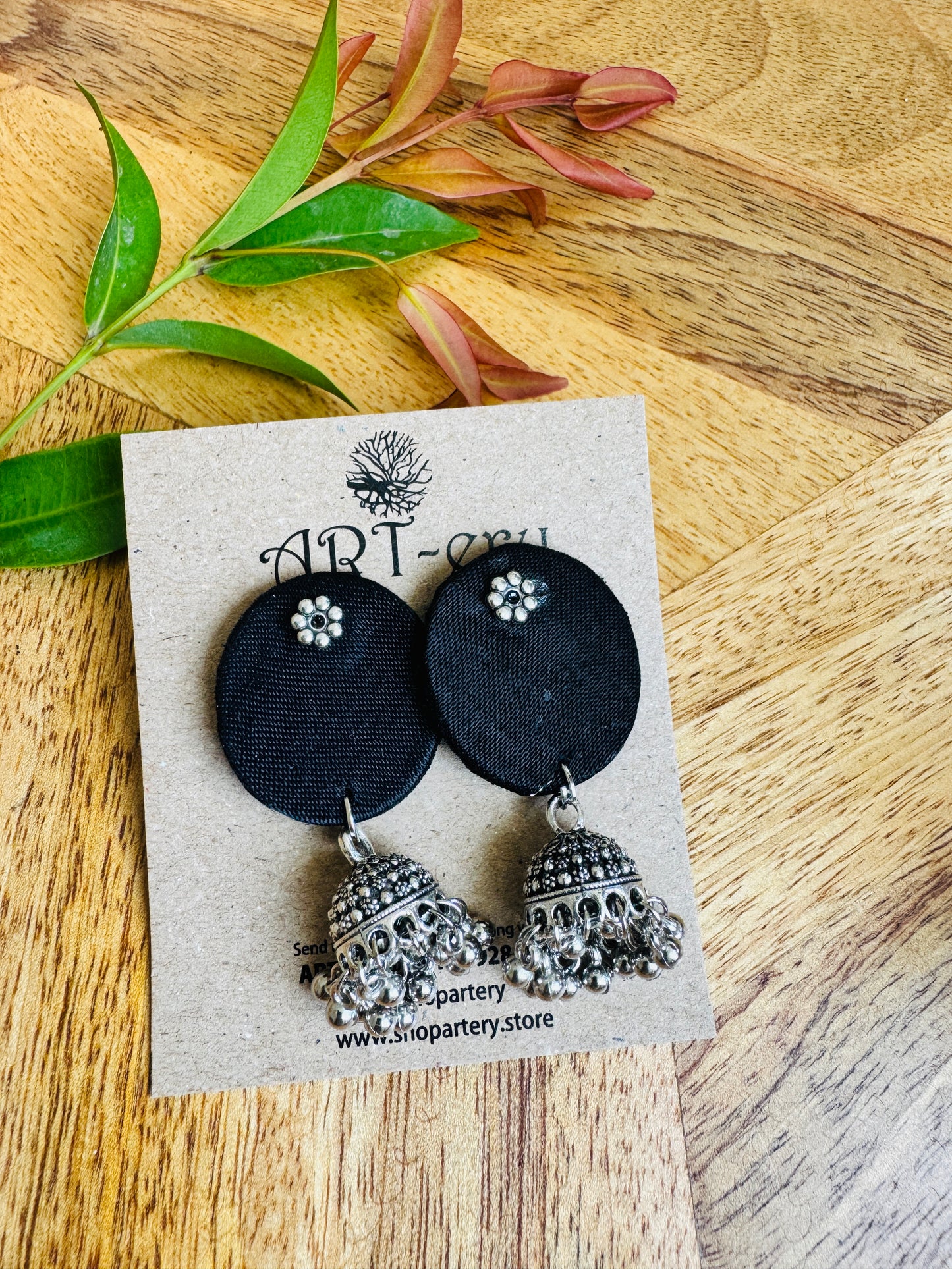 Lightweight Handmade Statement Jewellery - Plain black earring