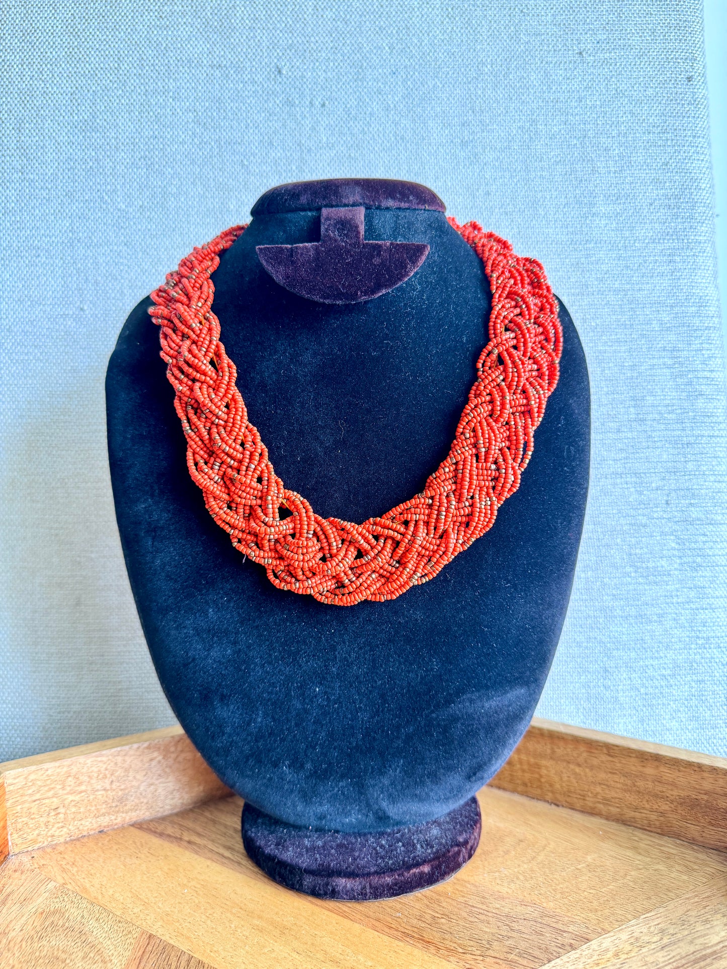 Braided Statement Necklace - Peach