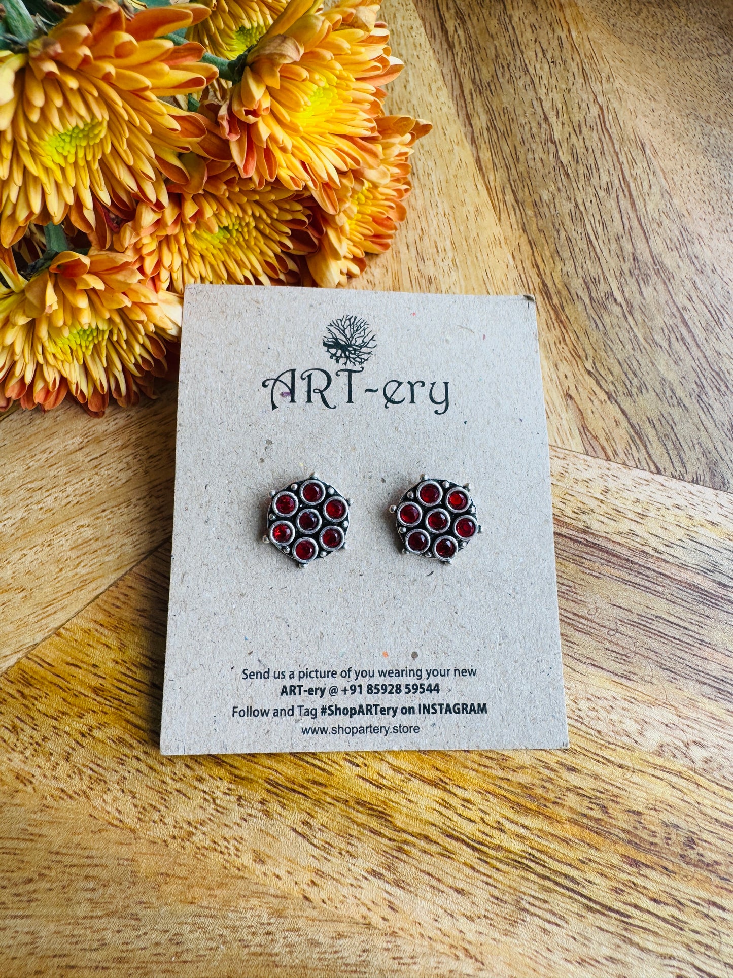 Red stone earrings