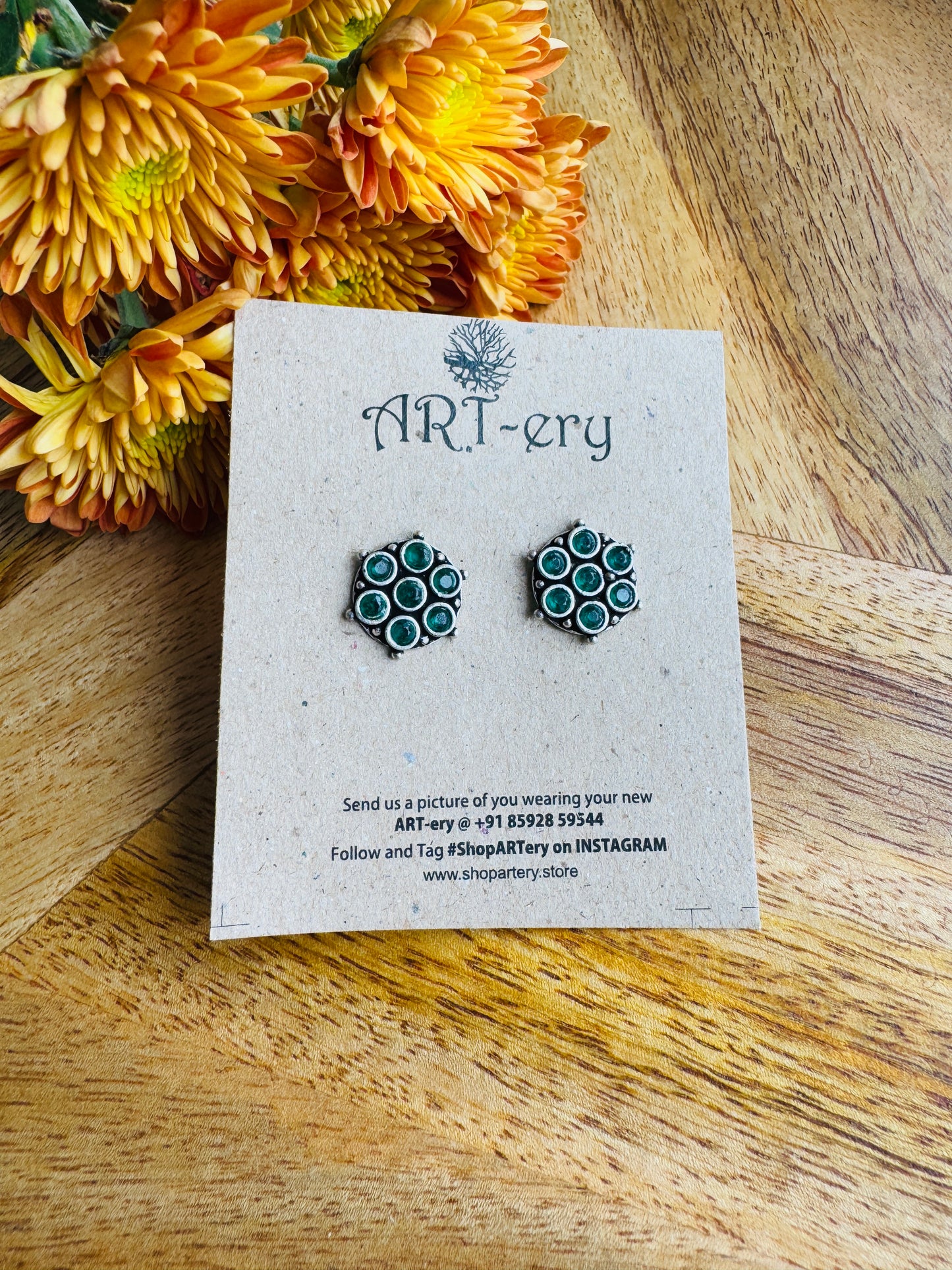 Green stone earrings