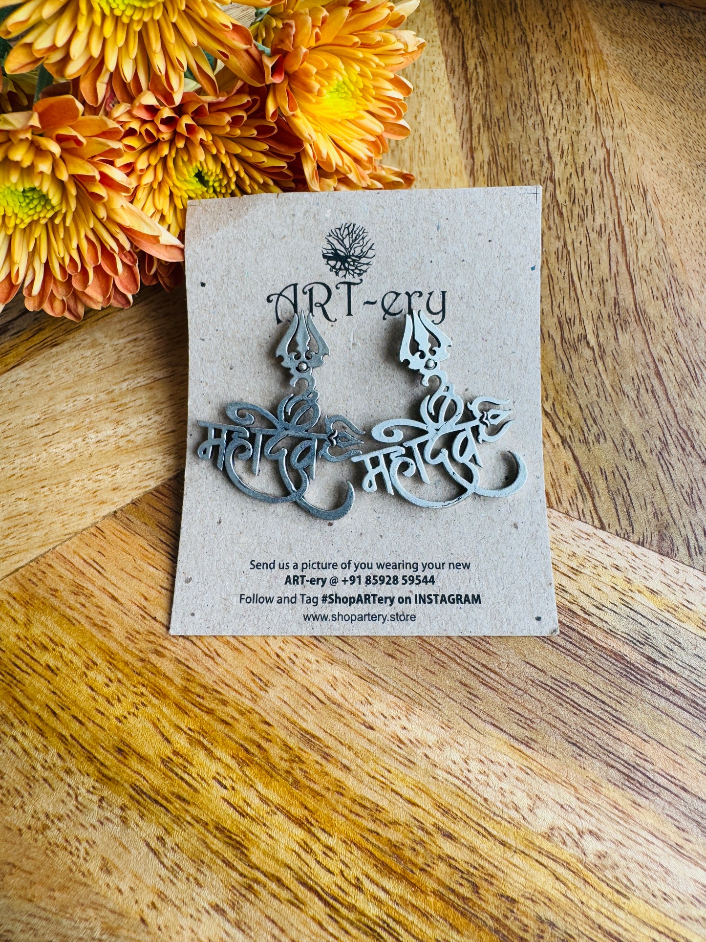 Look alike silver Mahadev earrings