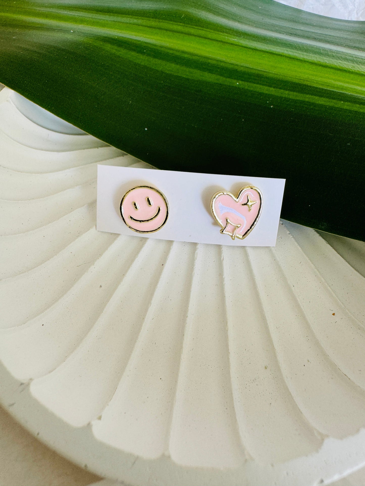 Ear studs - Smile and Heart