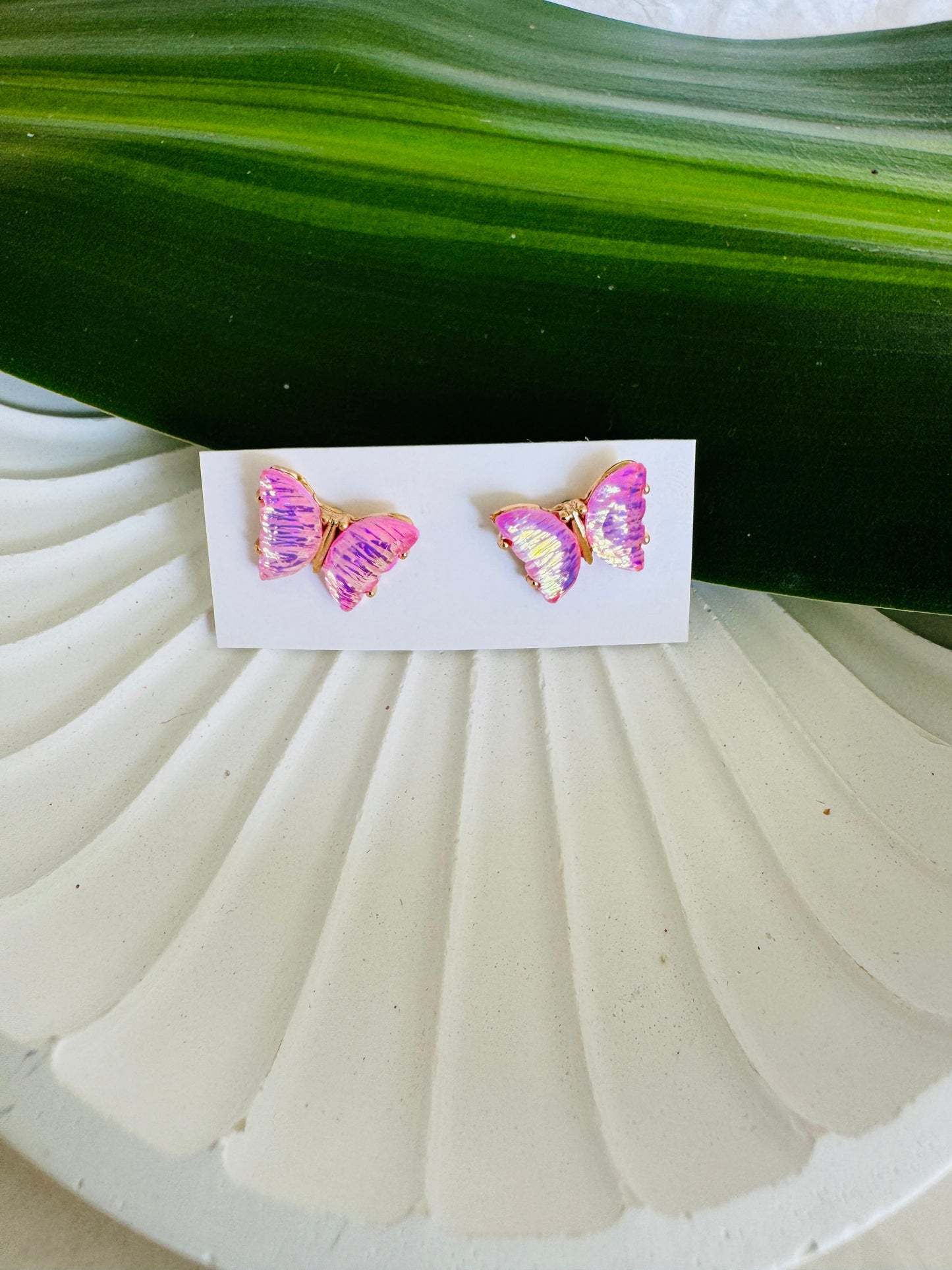 Ear studs - Pink Butterfly