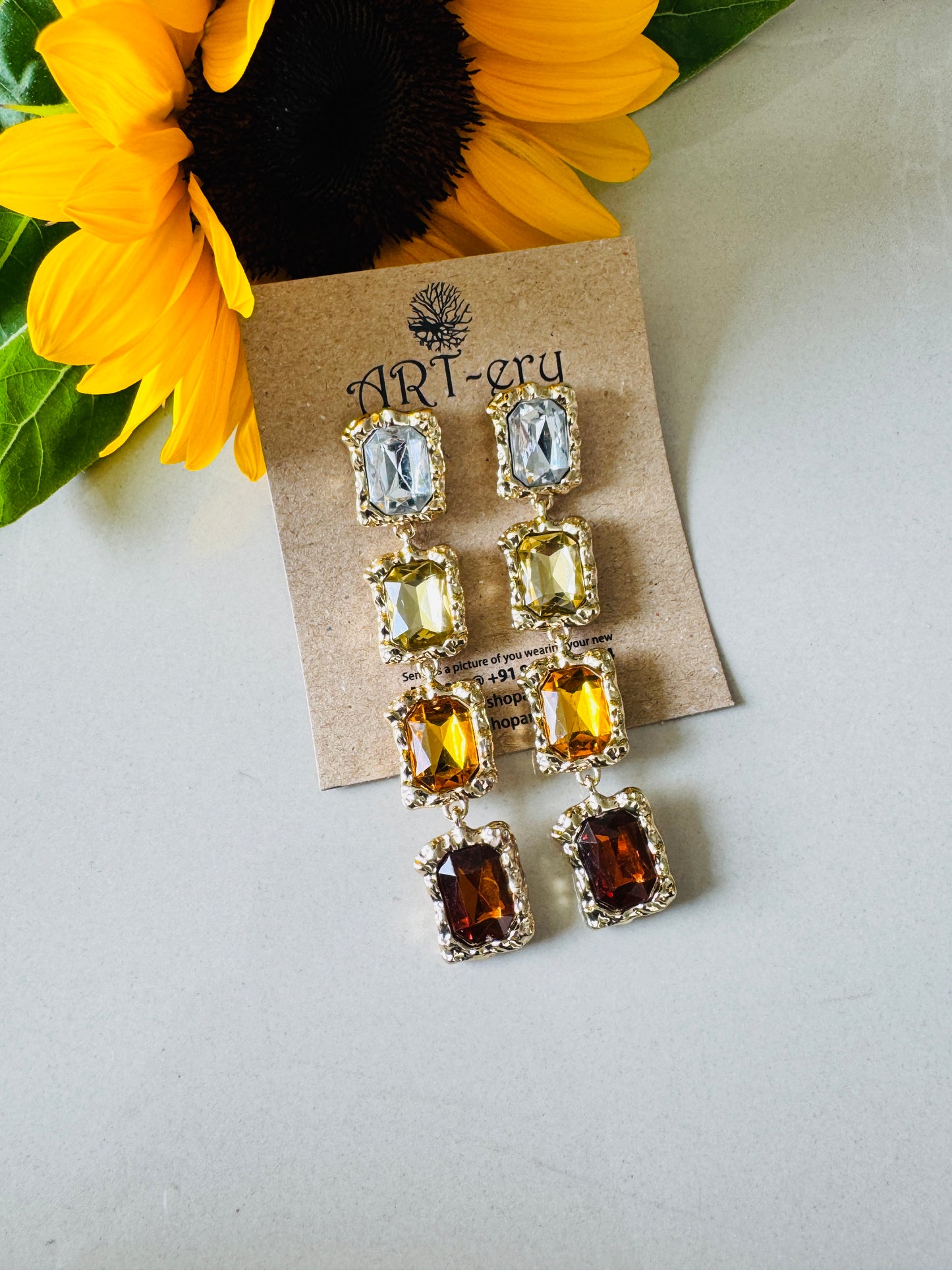 Anti tarnish statement earthy gold squares