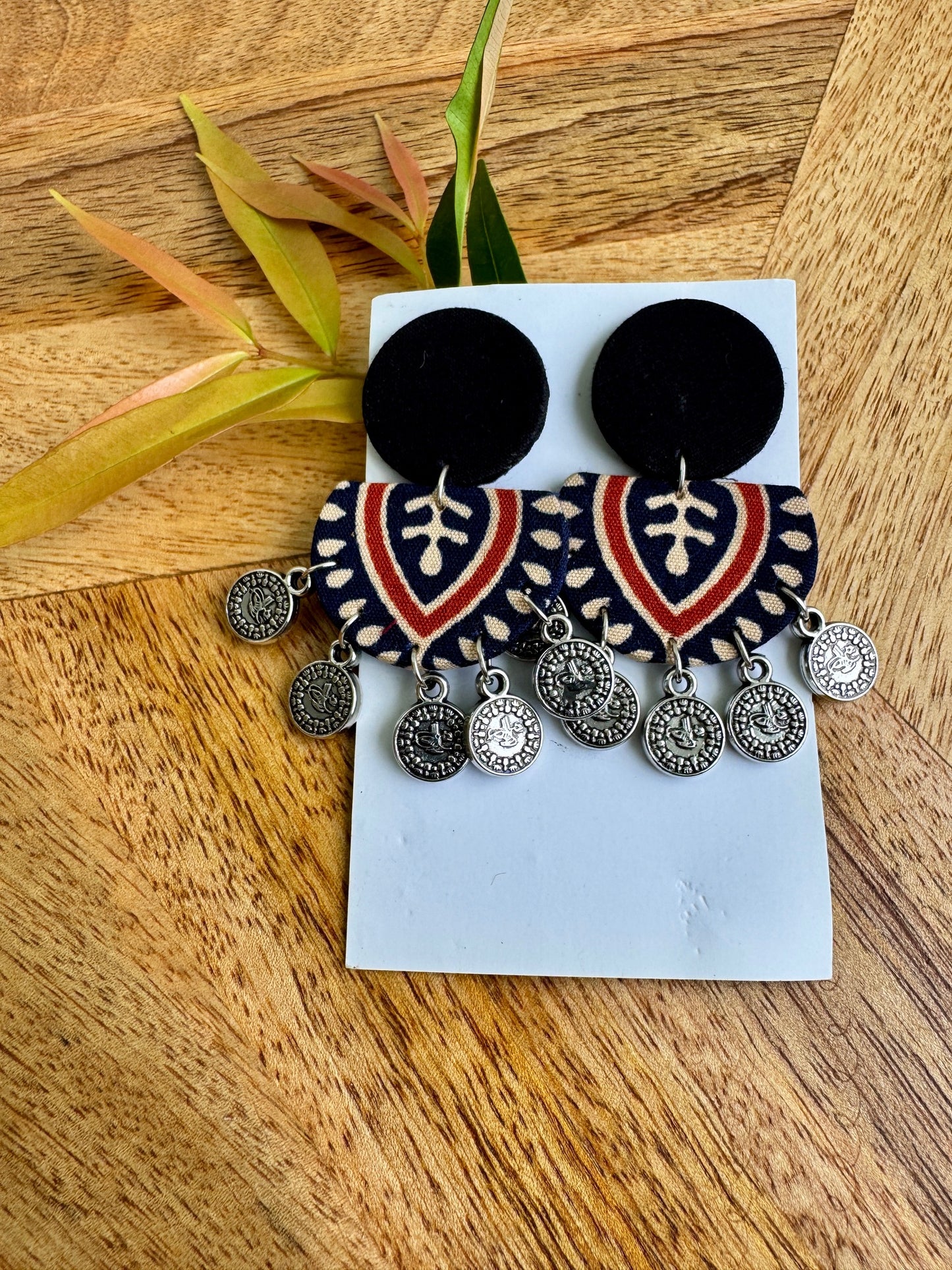 Fabric earrings lightweight earrings - Deep blue