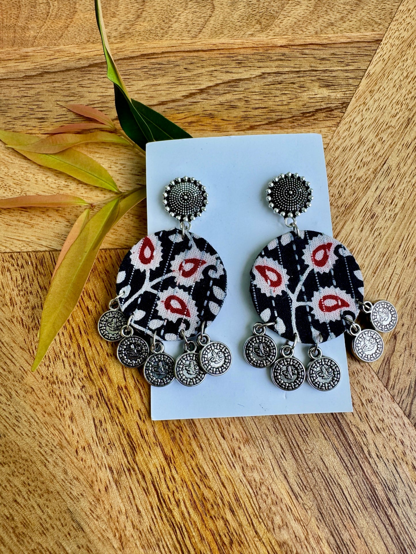 Lightweight fabric earrings in printed colors