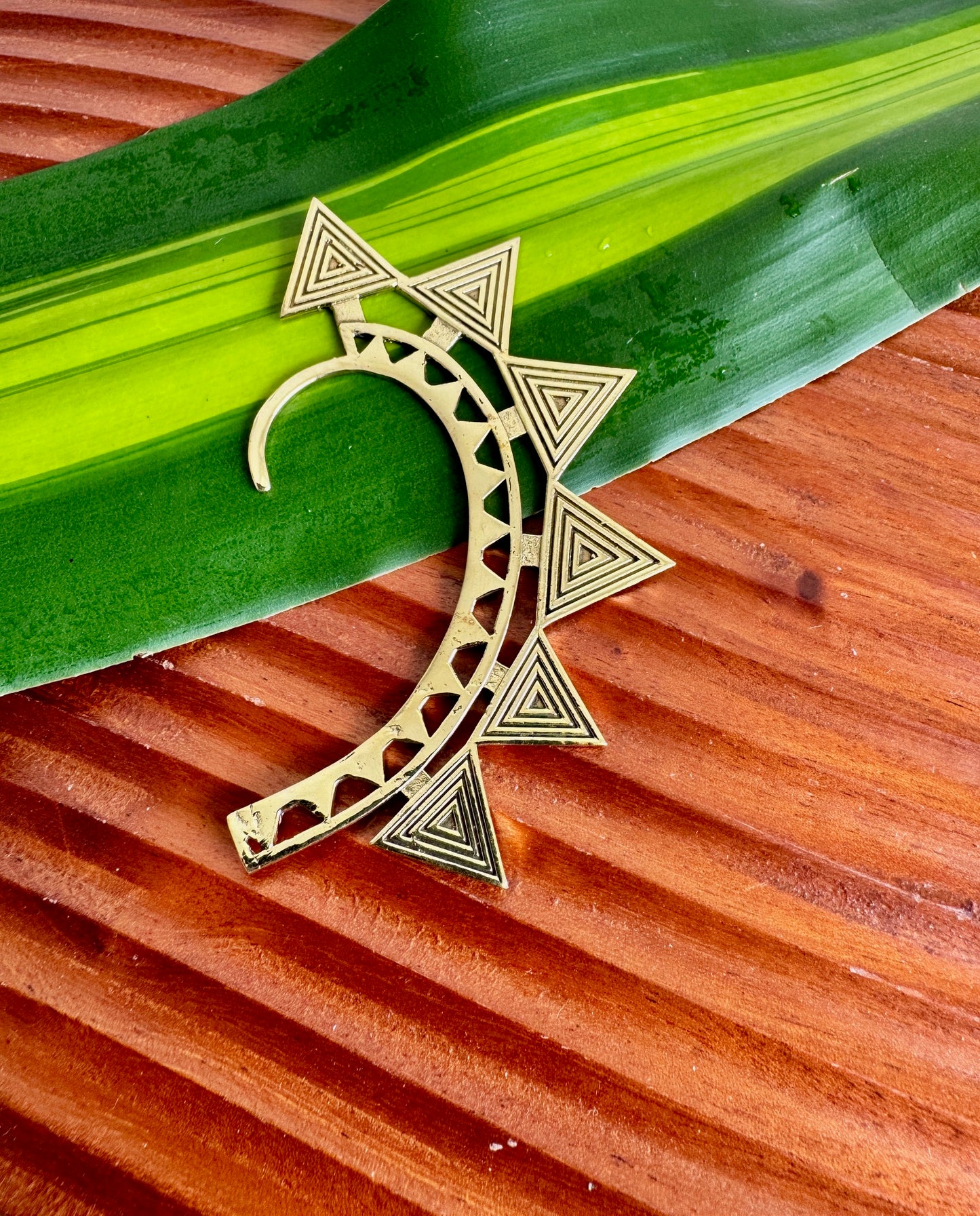 Lotus Ear cuff Gold tone Aztec