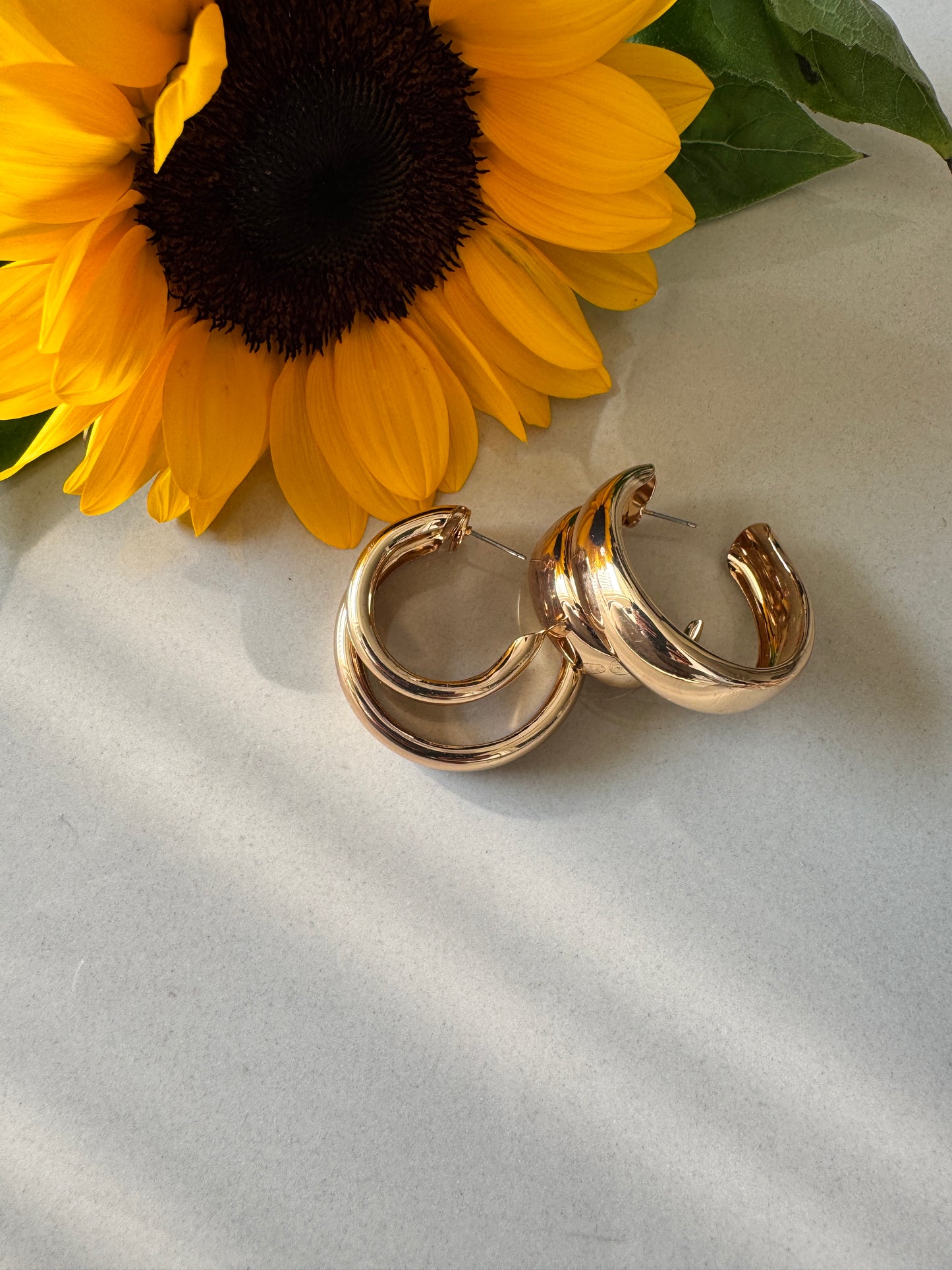 Anti tarnish statement gold earrings Large hoops