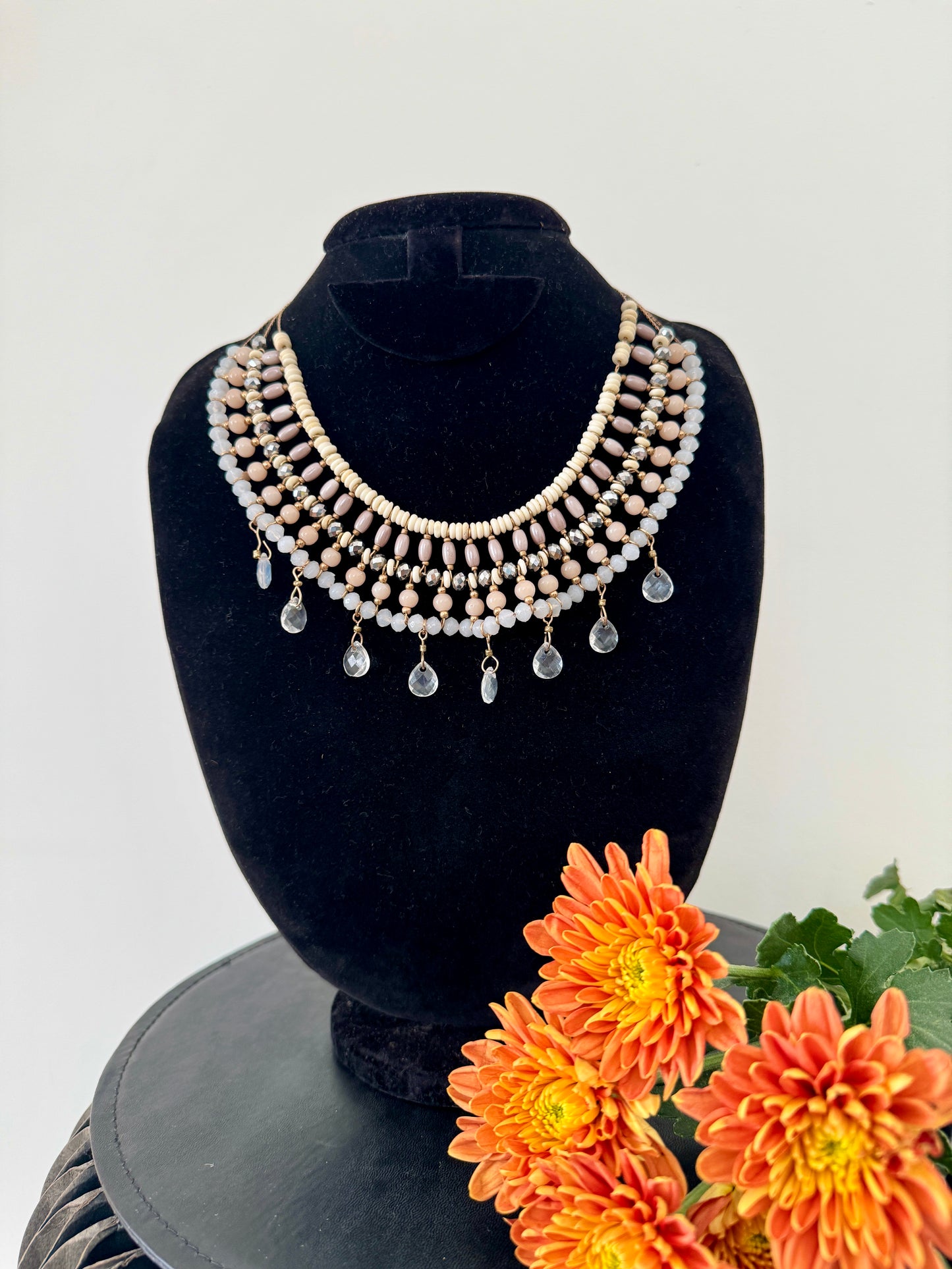 Pastel tear drop bead necklace