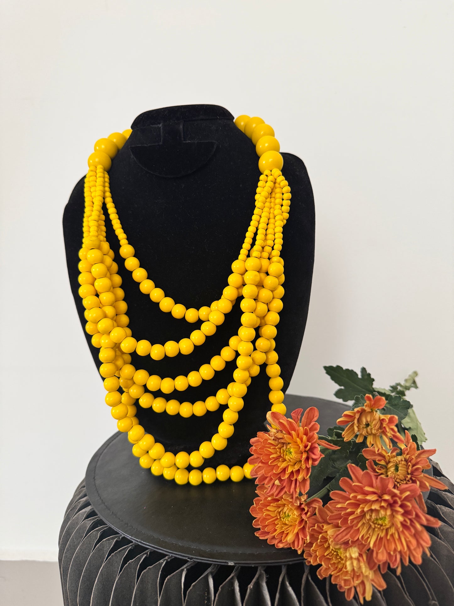 Yellow multi layer necklace