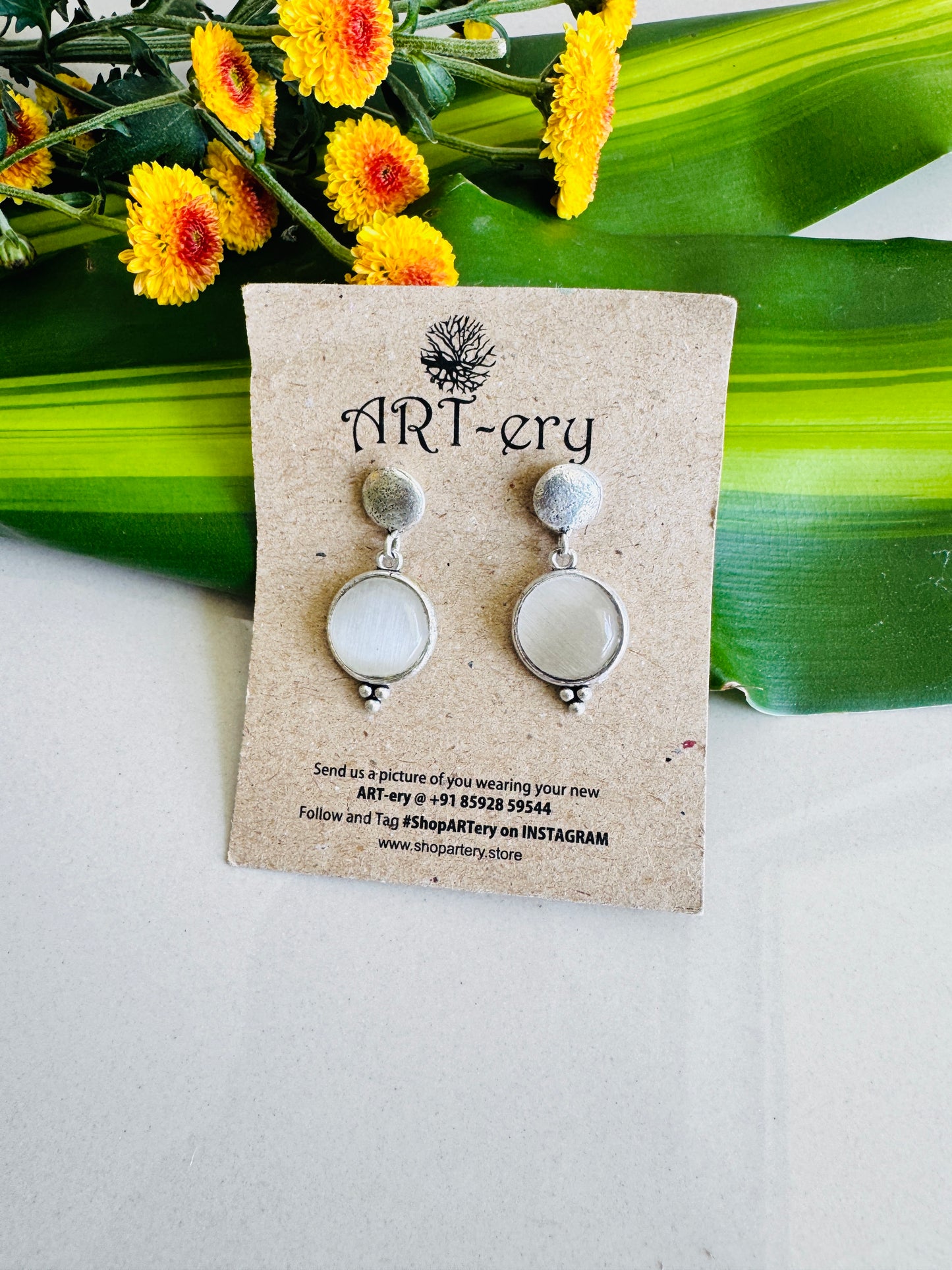Grey drop earrings