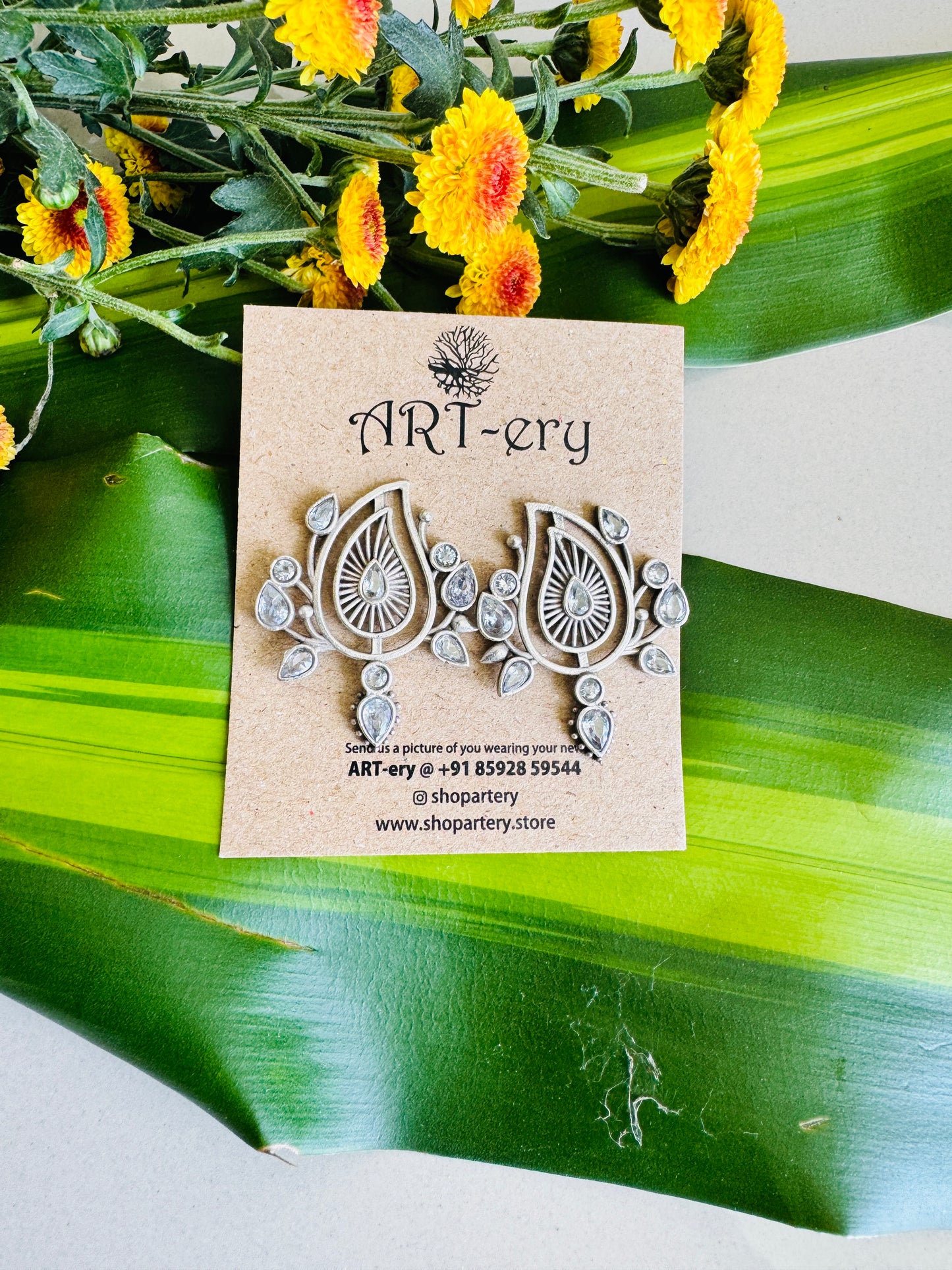 Inspired Oxidised Silver Statement Earrings