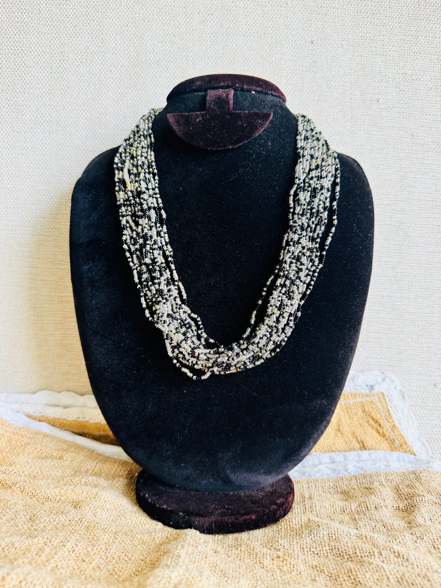Sugar bead cluster multi layer necklace - Multi mix