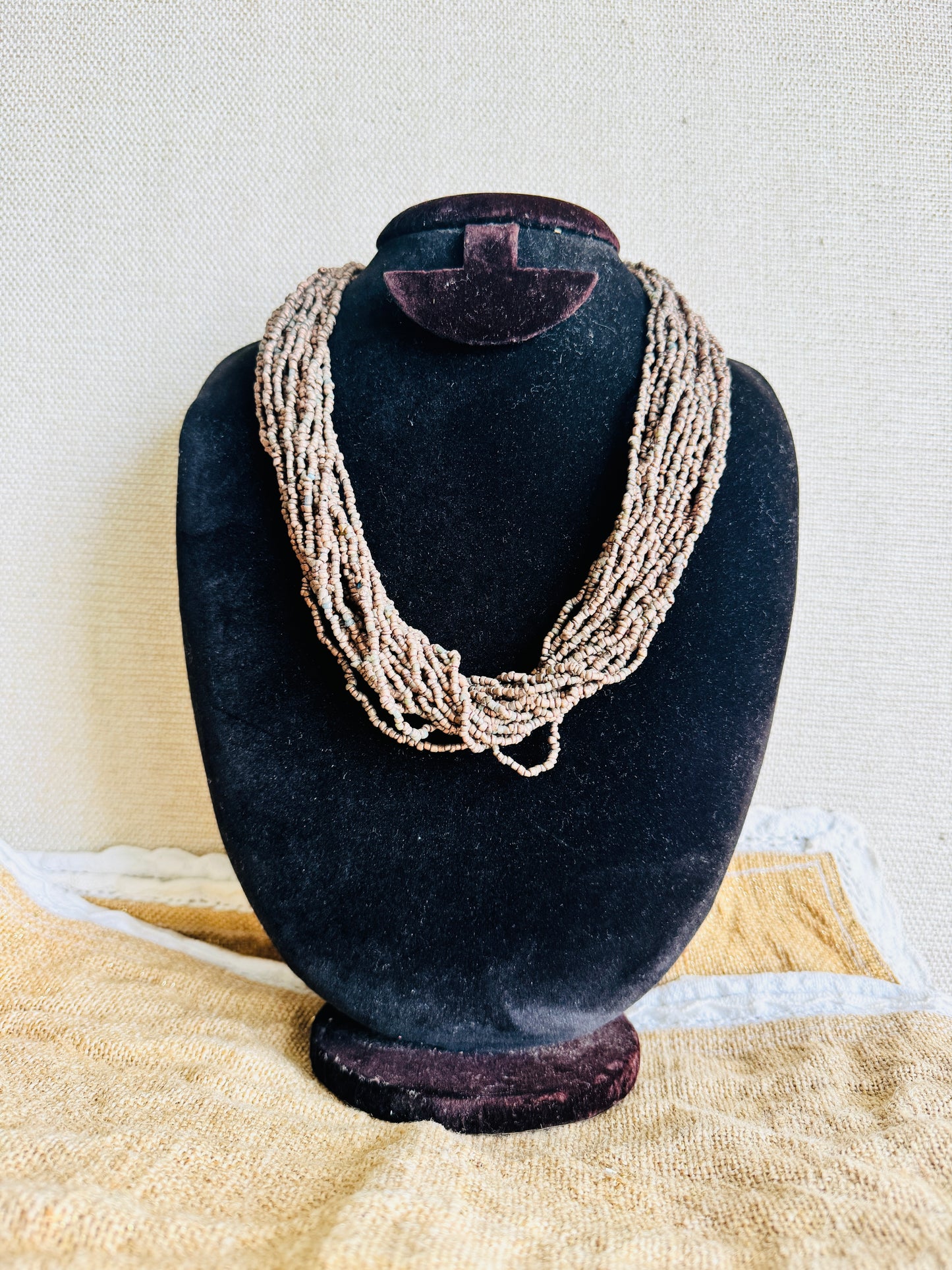 Sugar bead cluster multi layer necklace - earth