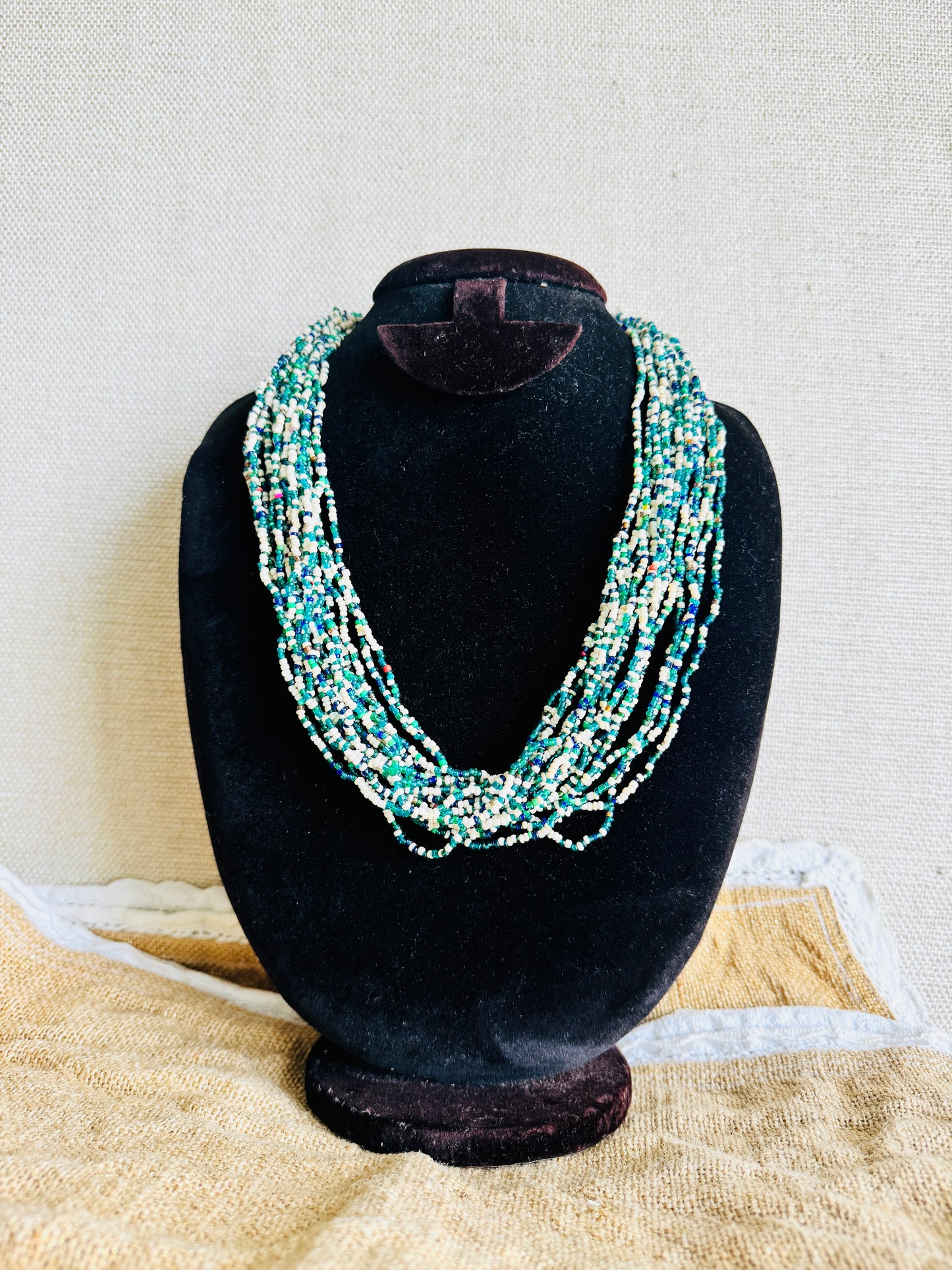 Sugar bead cluster multi layer necklace -