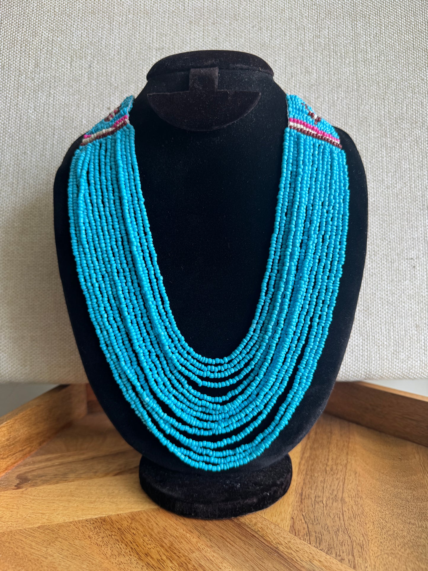 Blue cluster multi layer statement necklace