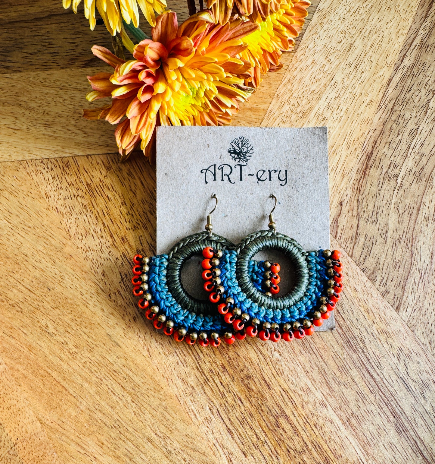 Far East collection - dark green and orange