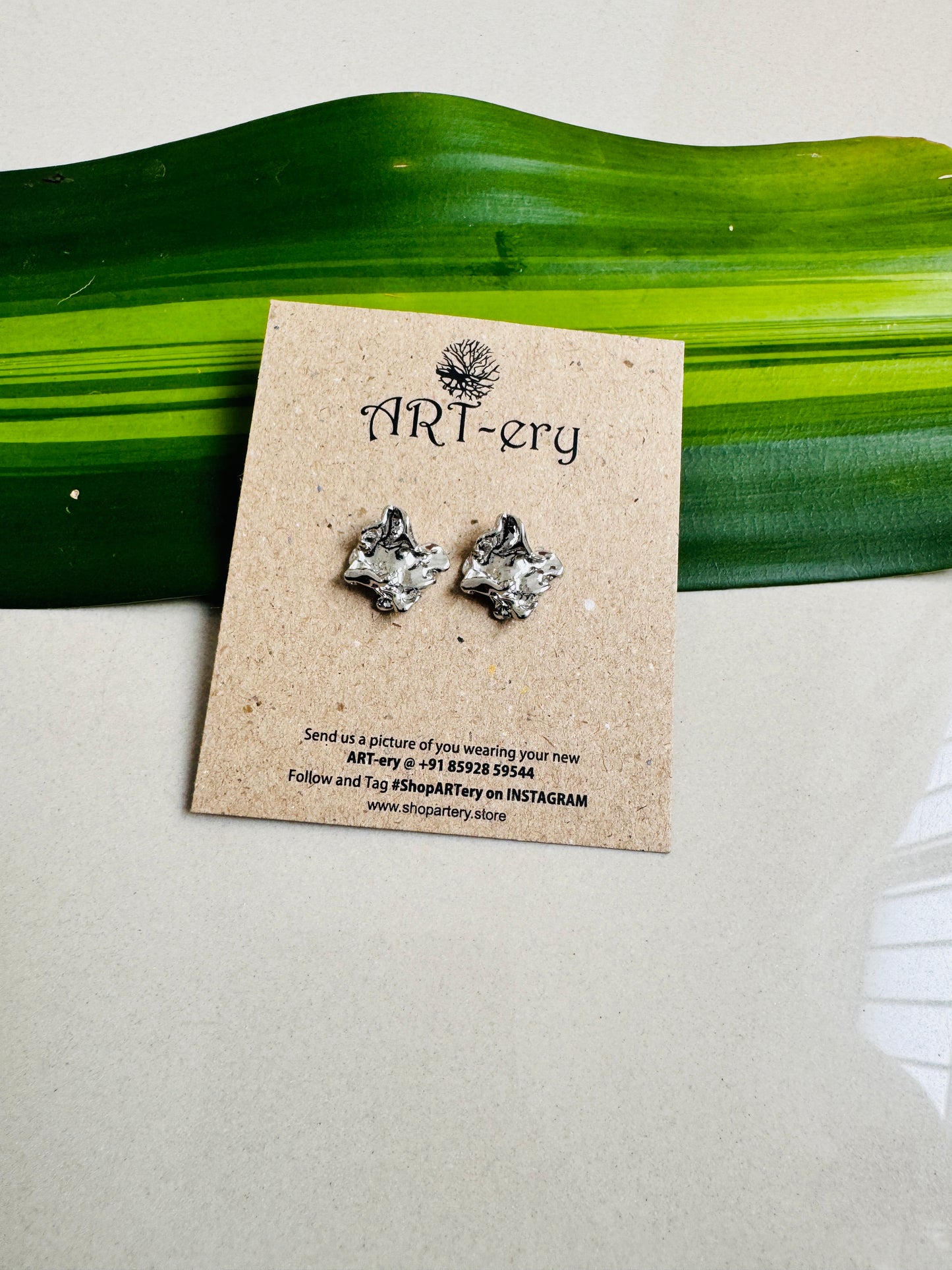 Textured silver earrings
