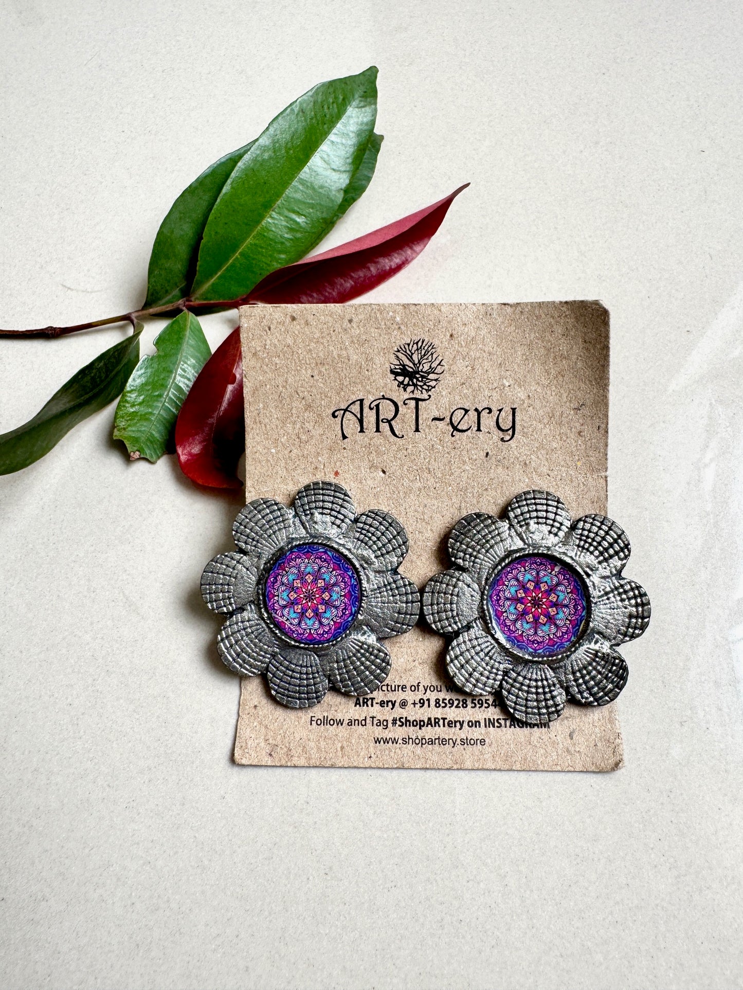 Oxidised silver earrings - Small jhumkas