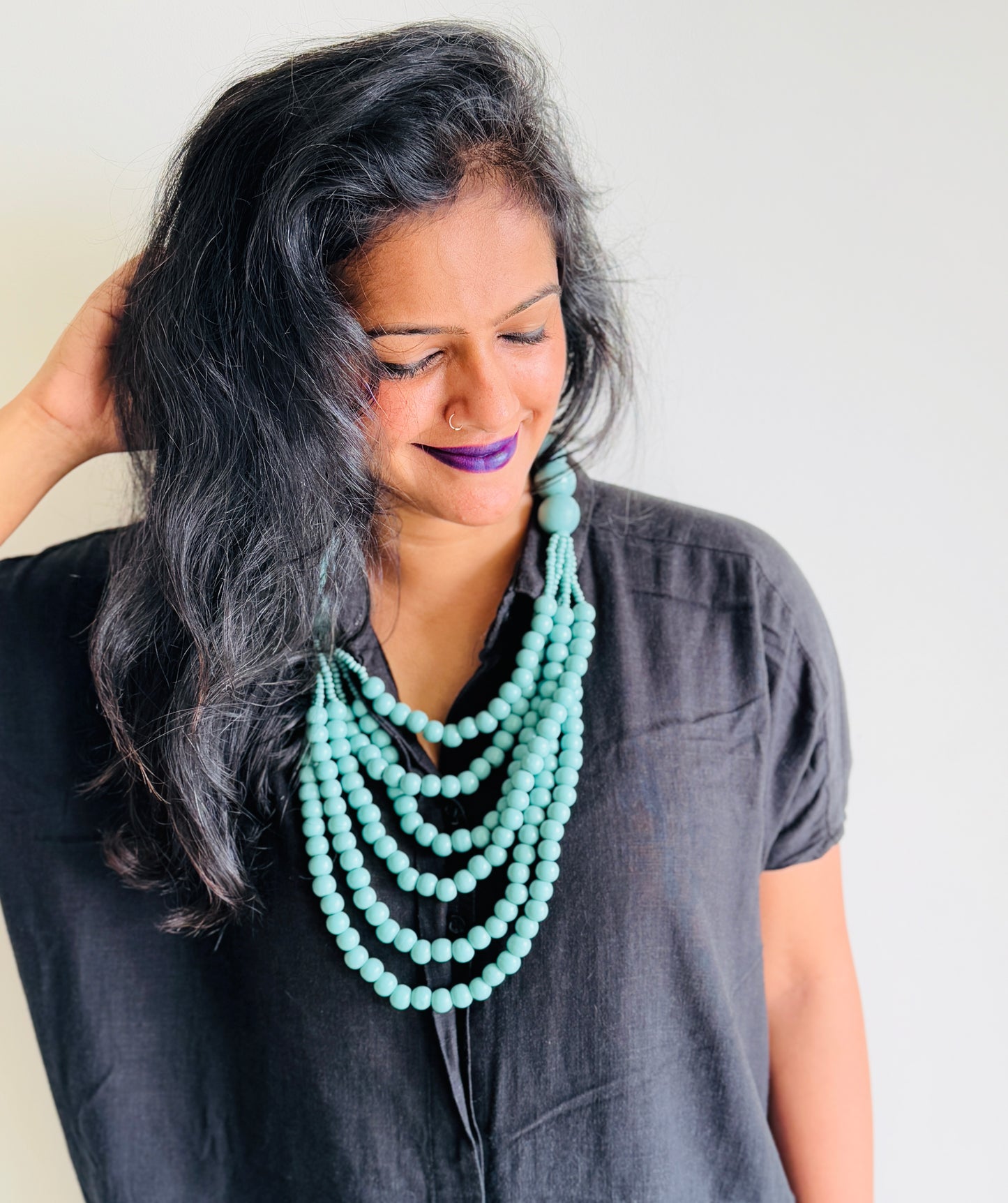 Teal multi layer necklace