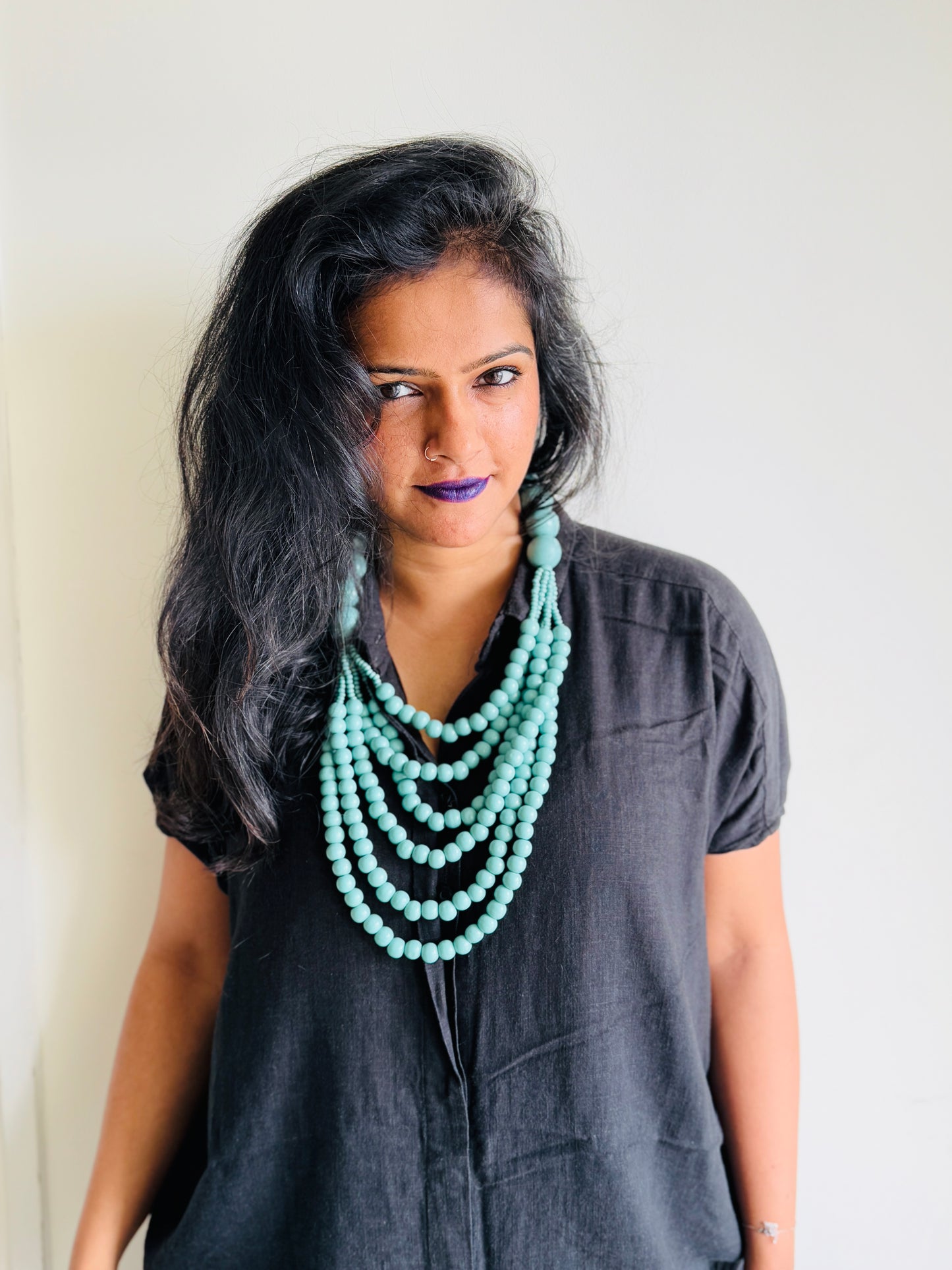 Teal multi layer necklace