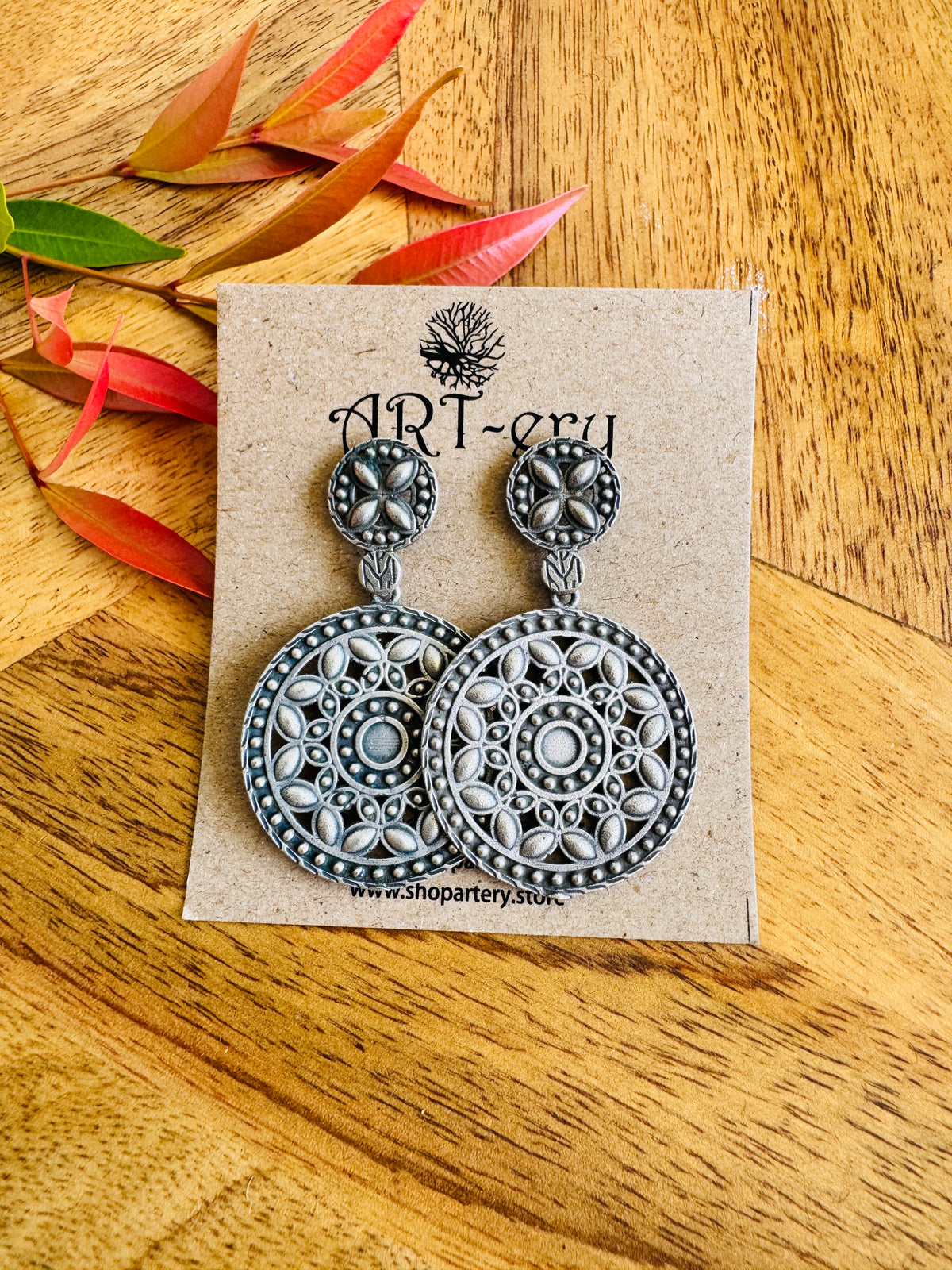 Oxidised silver matte finish earrings