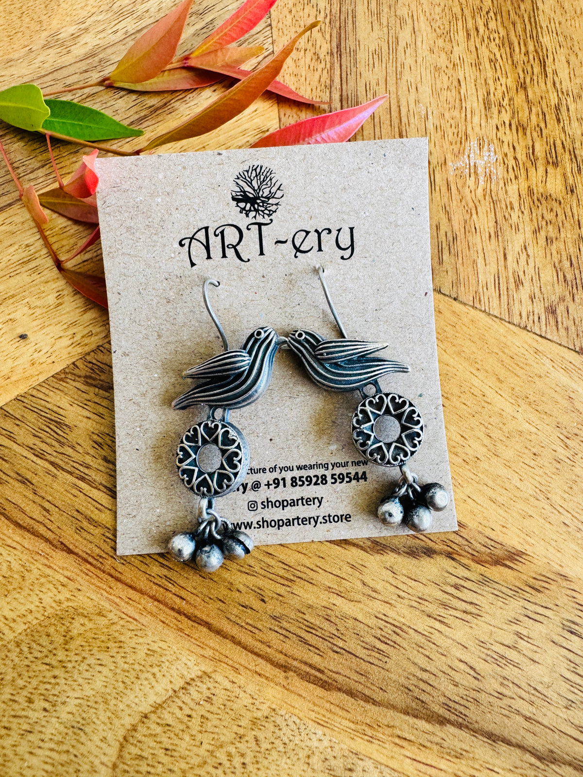 Oxidised drop earrings