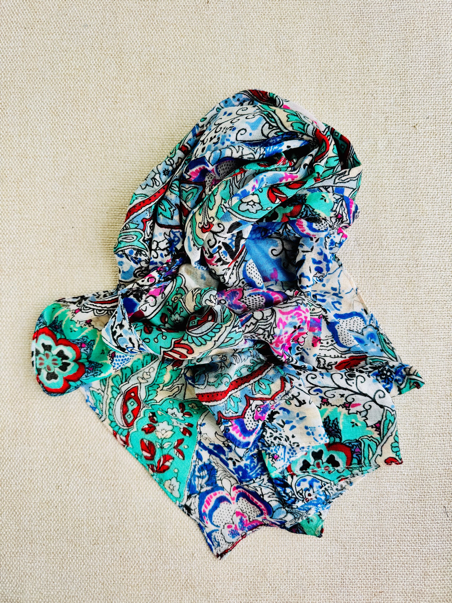 Bright poly cotton scarf - Lightweight long stole - black and white zebra scarf