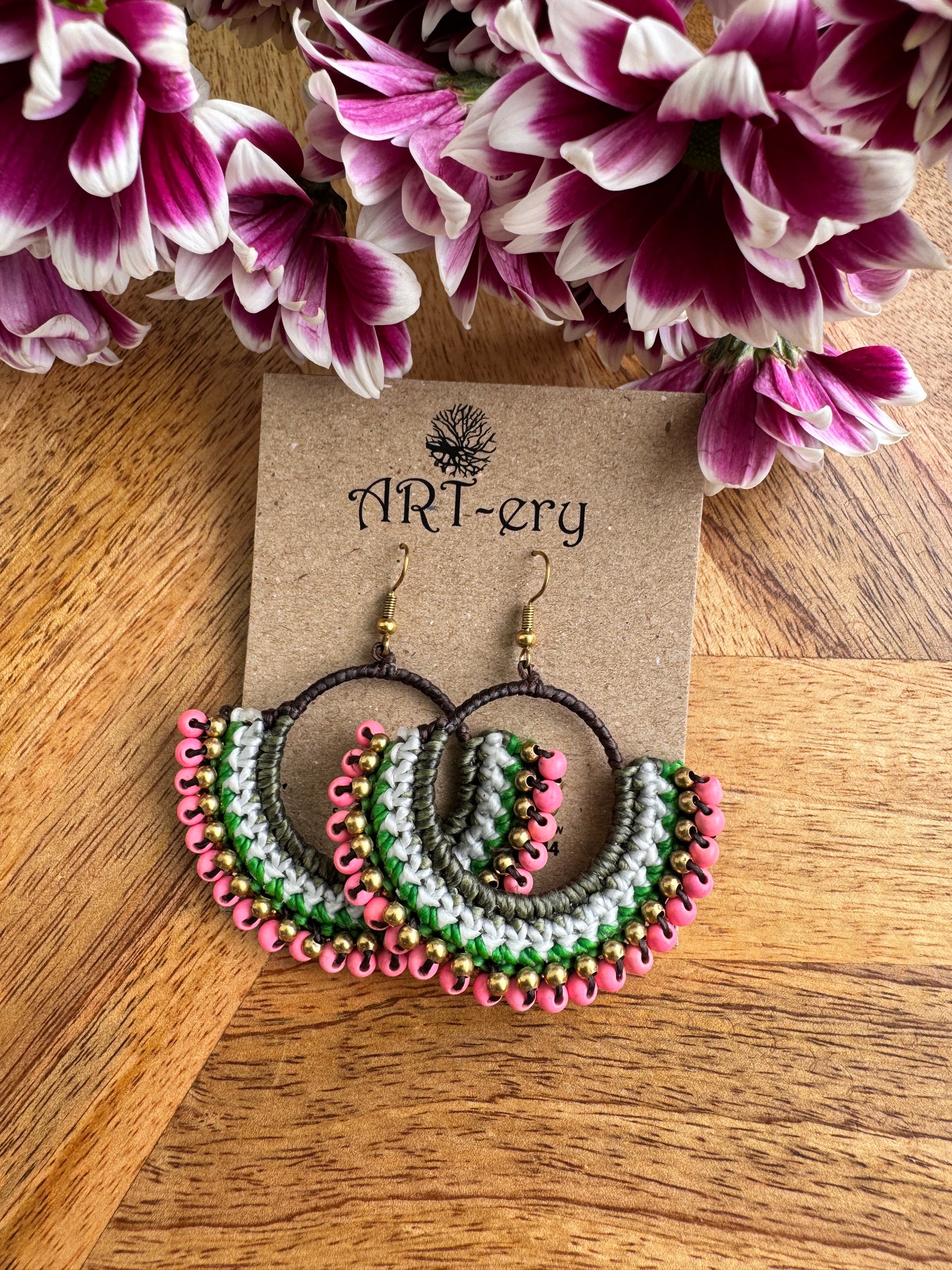 Colorful Beaded Thread Dangler Earrings – Handmade by Far East Artisans | ART-ery Jewellery - Multi color earring