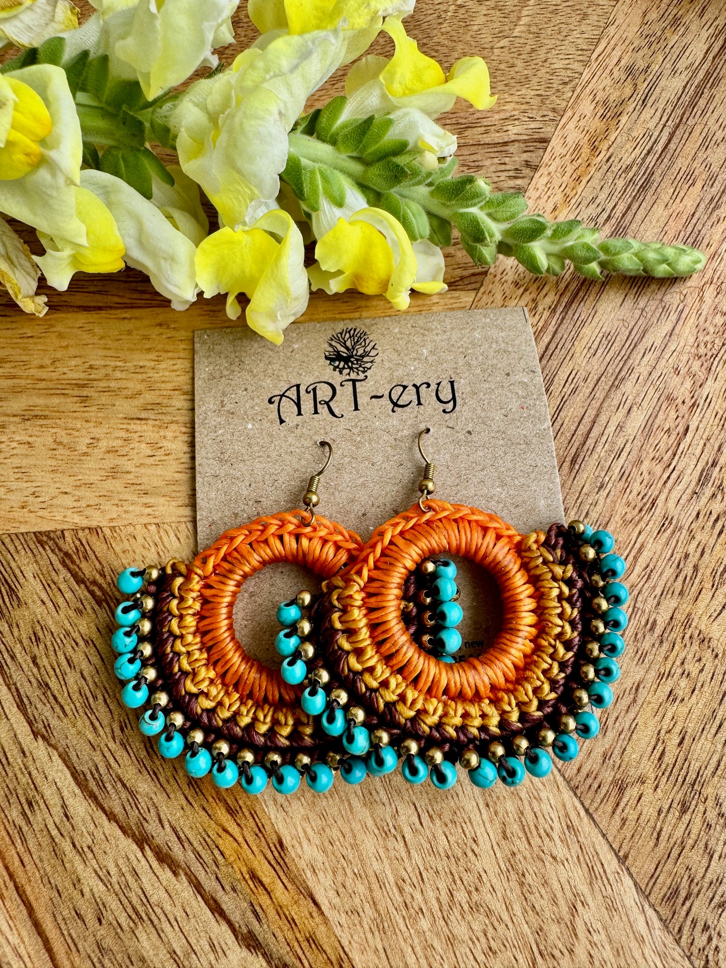 Colorful Beaded Thread Dangler Earrings – Handmade by Far East Artisans | ART-ery Jewellery