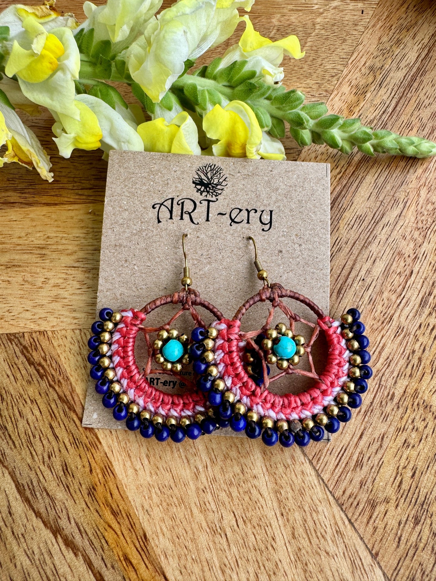 Colorful Beaded Thread Dangler Earrings – Handmade by Far East Artisans | ART-ery Jewellery -Black (Copy)