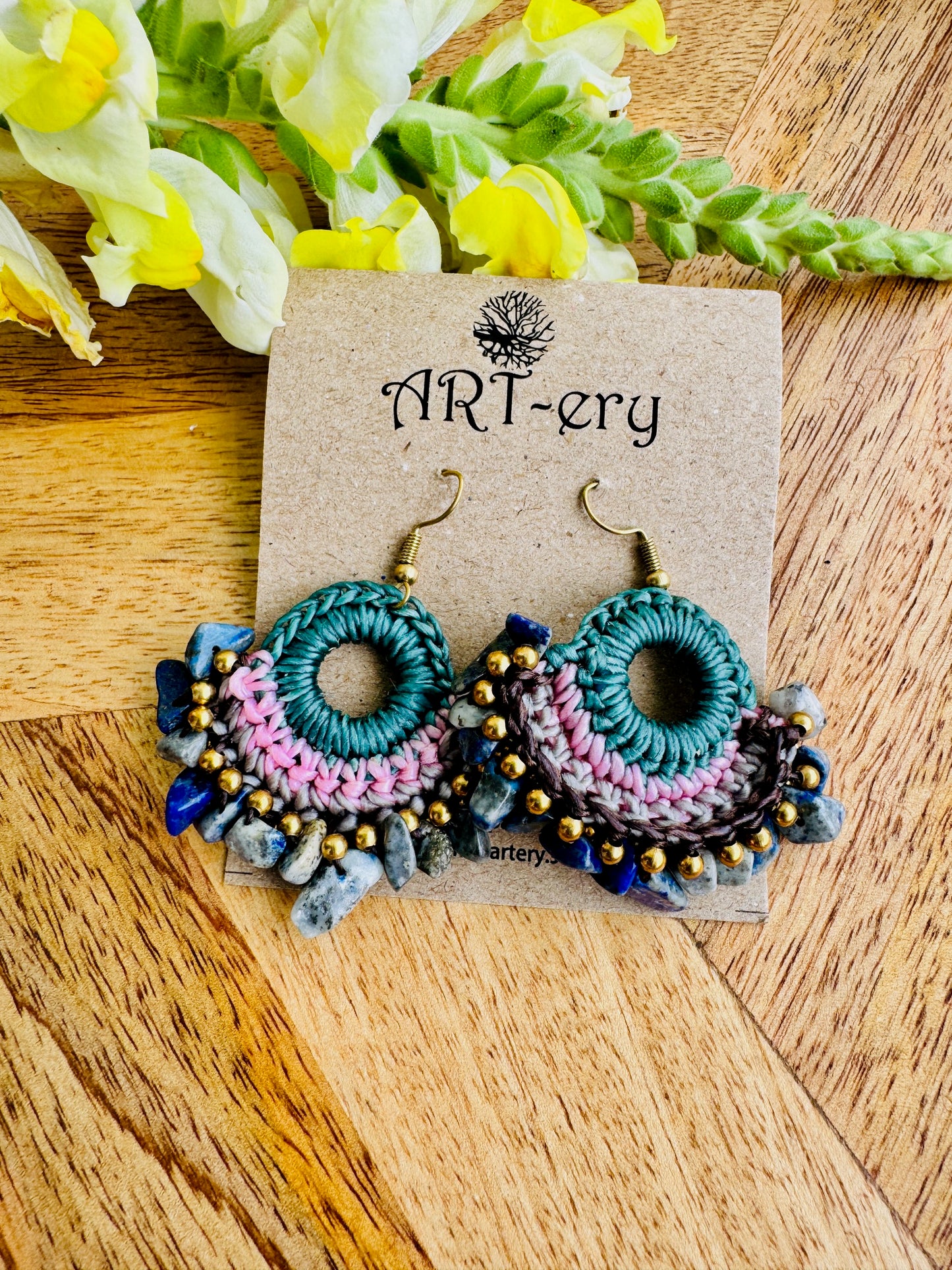 Colorful Beaded Thread Dangler Earrings – Handmade by Far East Artisans | ART-ery Jewellery -
