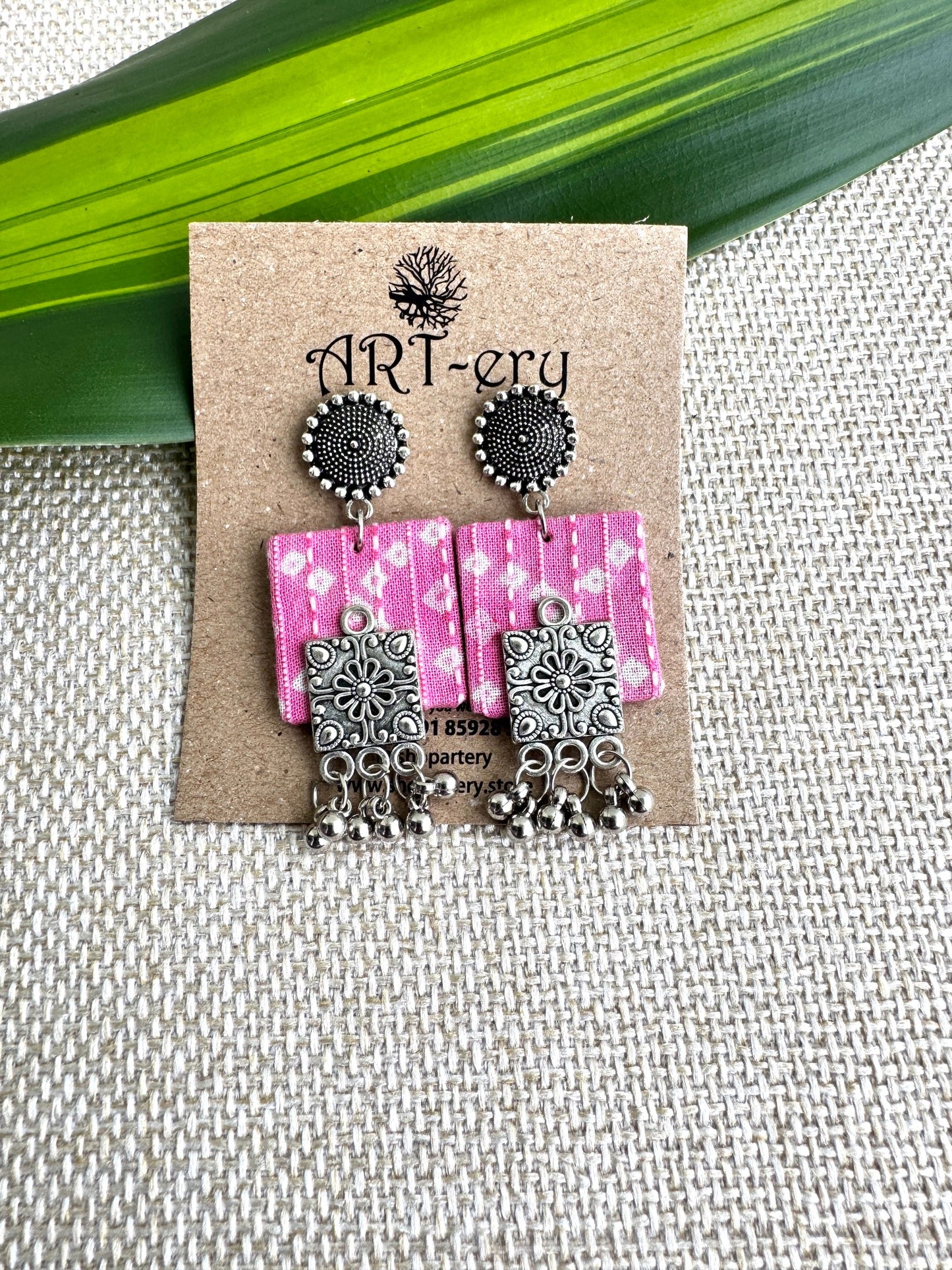 Fabric earrings lightweight earrings - Pink