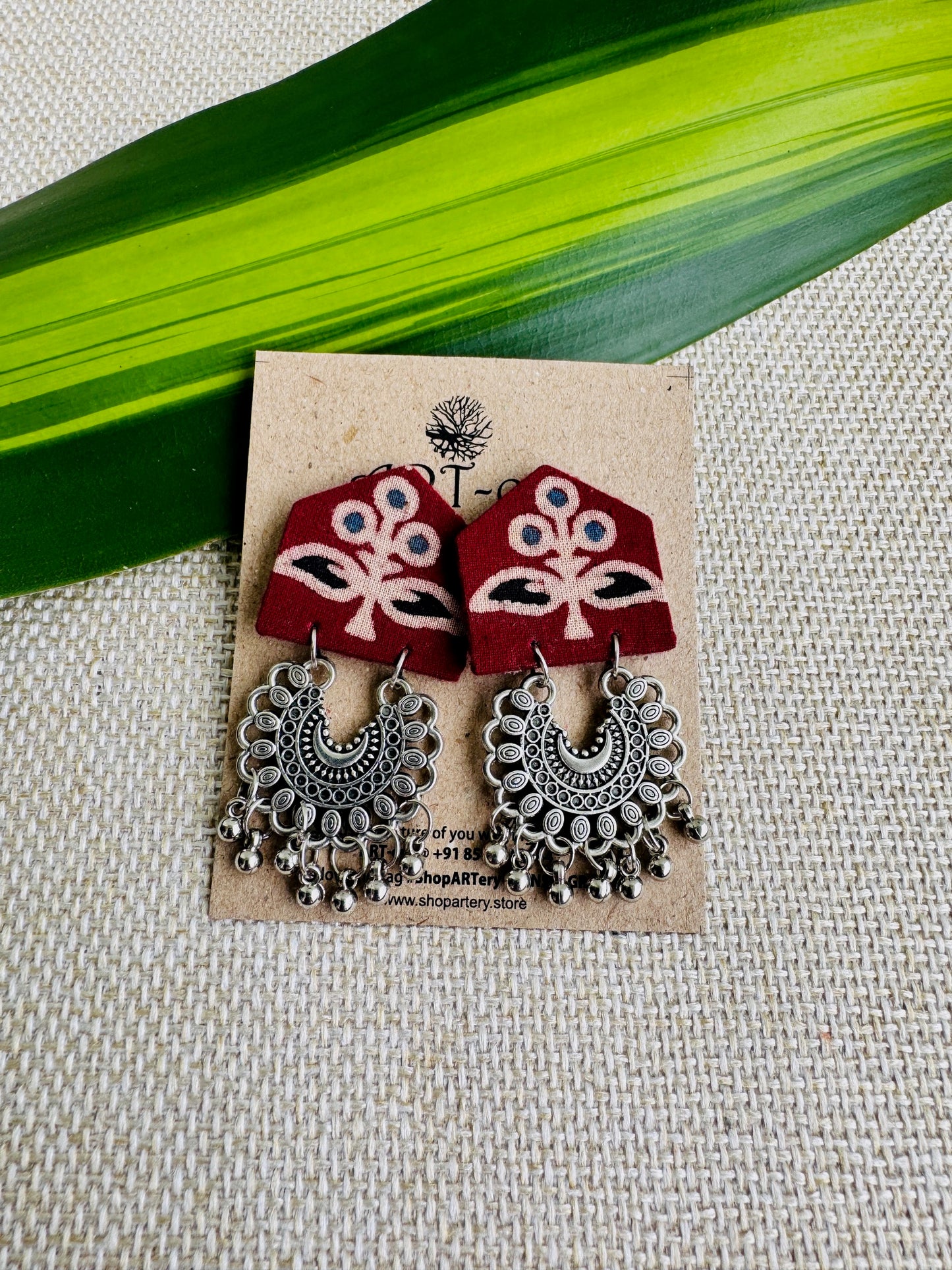 Fabric earrings lightweight earrings - Maroon