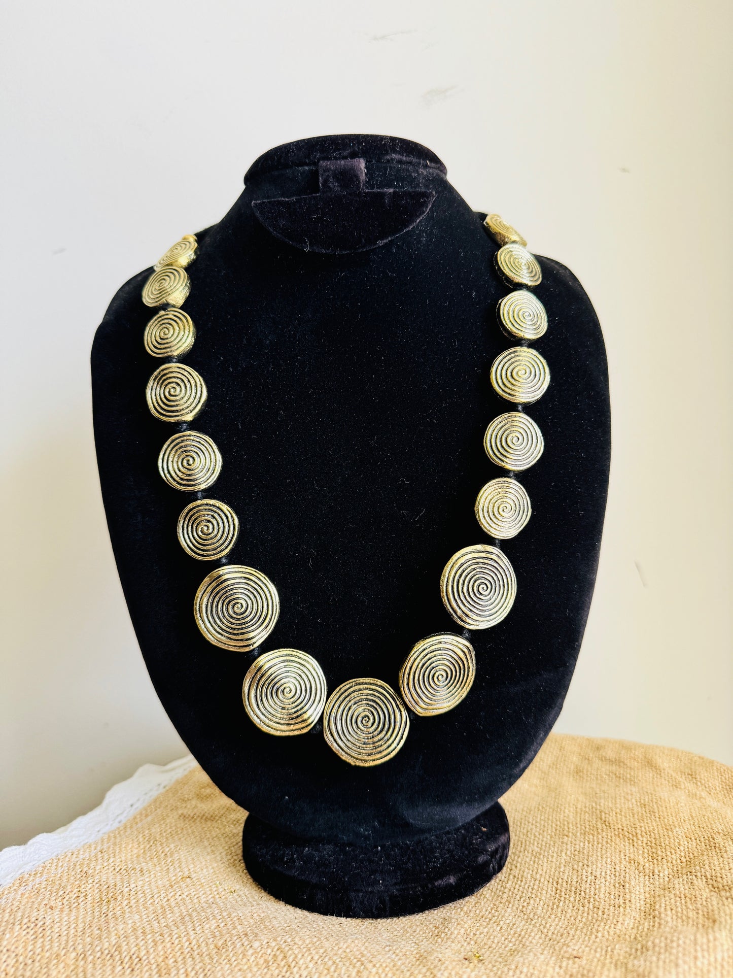Spiral Gold long adjustable necklace