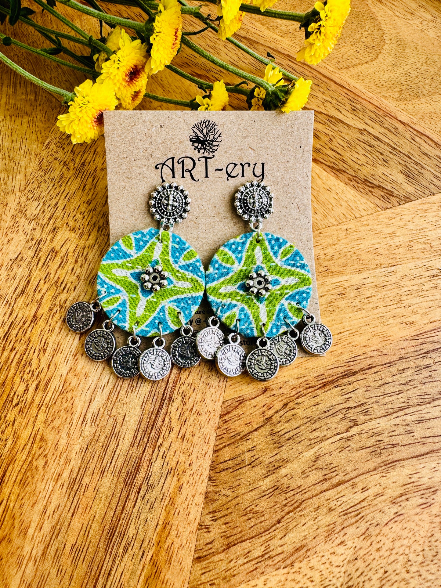 Handcrafted Fabric Statement Earrings | Boho Ethnic Earrings for Women - Pastel