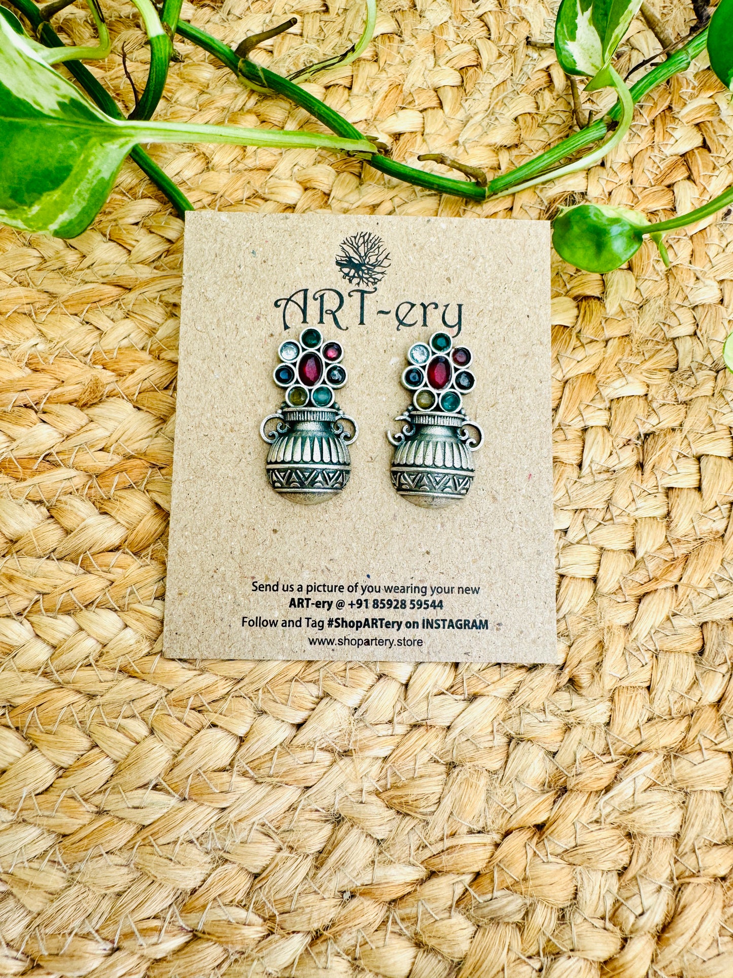 Pot and flower earrings from ART-ery - multi color