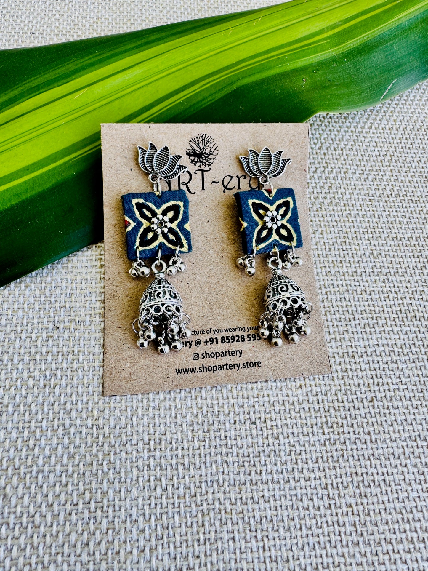 Fabric earrings lightweight earrings - Dark Green