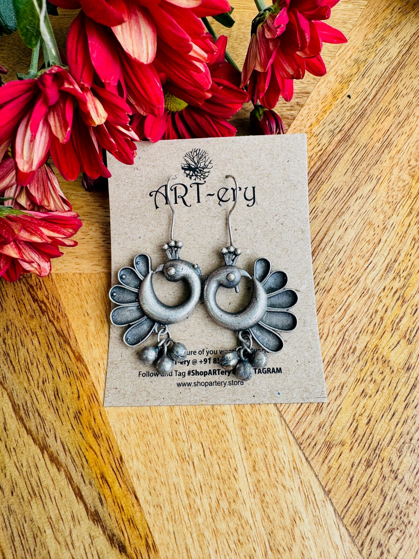 Abstract Peacock earring