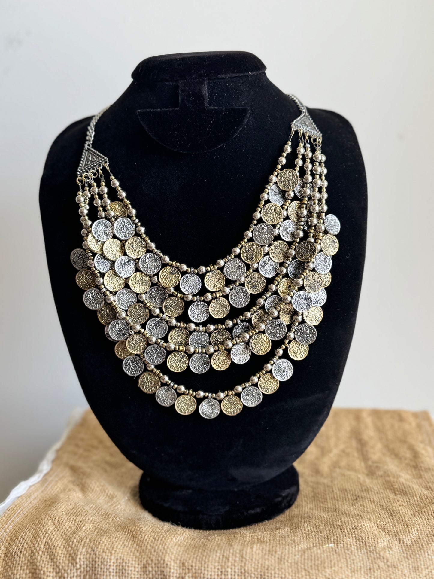 Textured coin necklaces