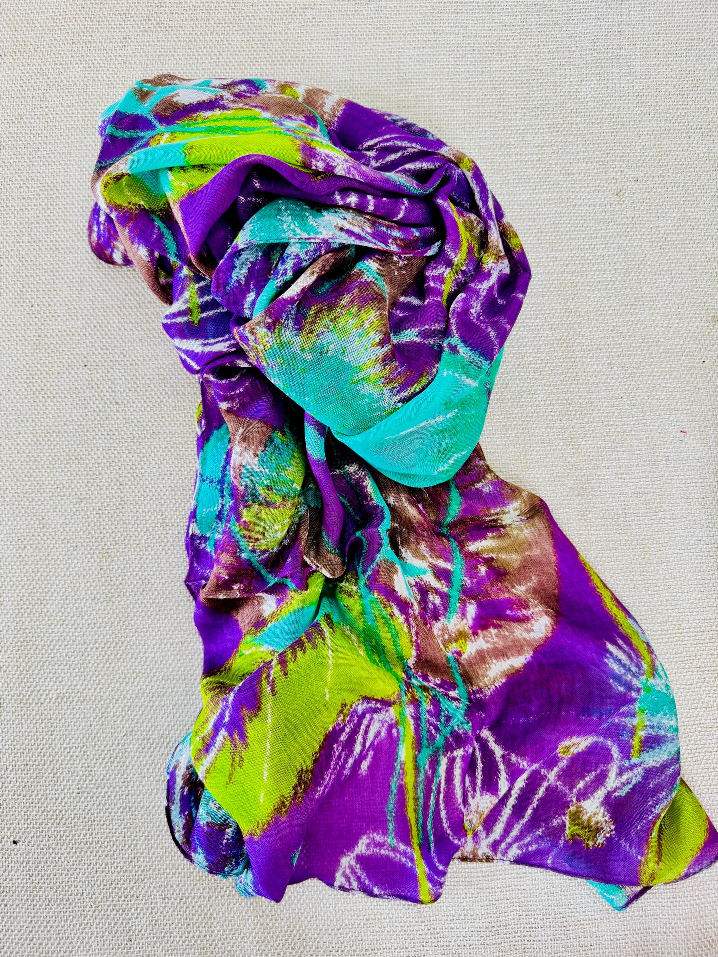 Lightweight Printed Poly-Cotton Scarf for Women