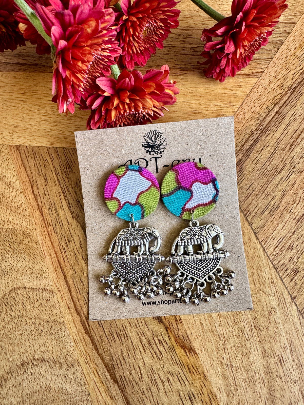 Fabric earrings - pop of pink
