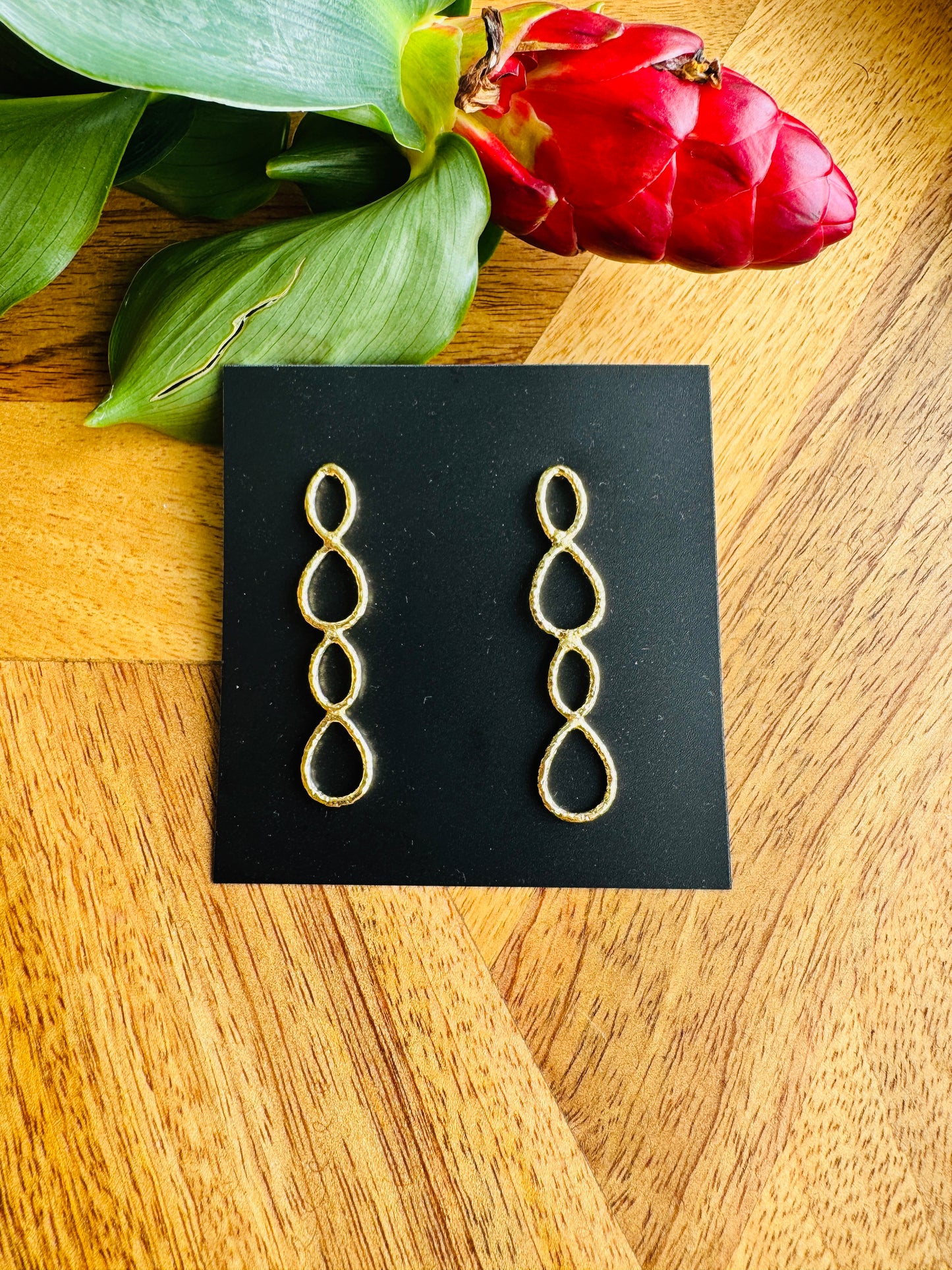 Handmade Brass Dangler Earrings with Natural Stone - Link earring