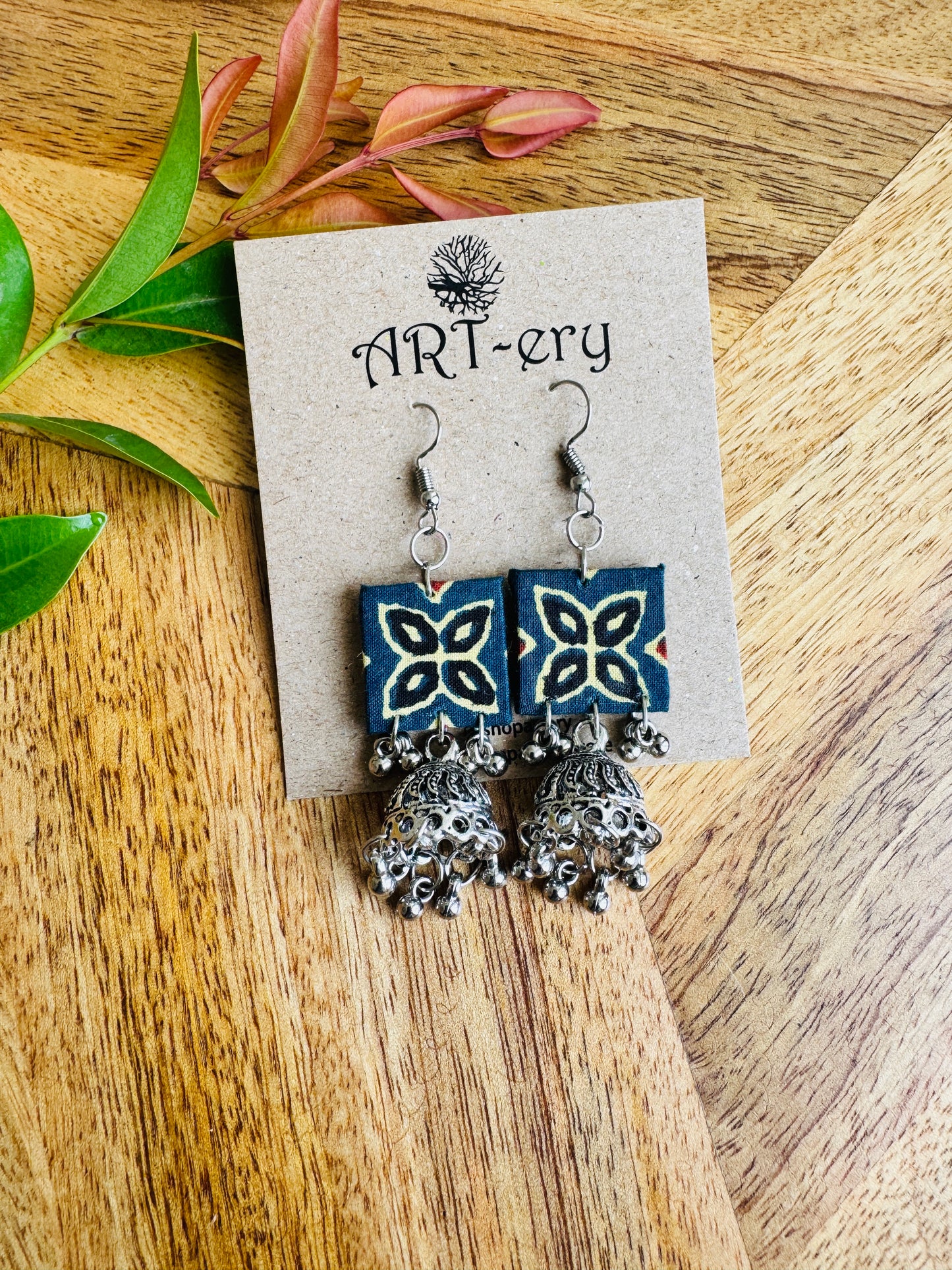 Lightweight Handmade Statement Jewellery - Square jhumka