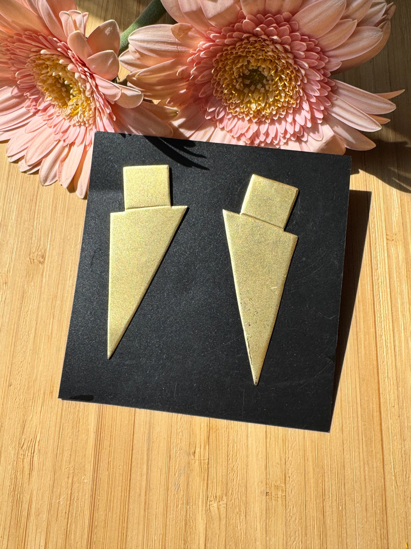 Handcrafted Bold Brass Earrings | Premium Indian Jewellery - Triangle drop