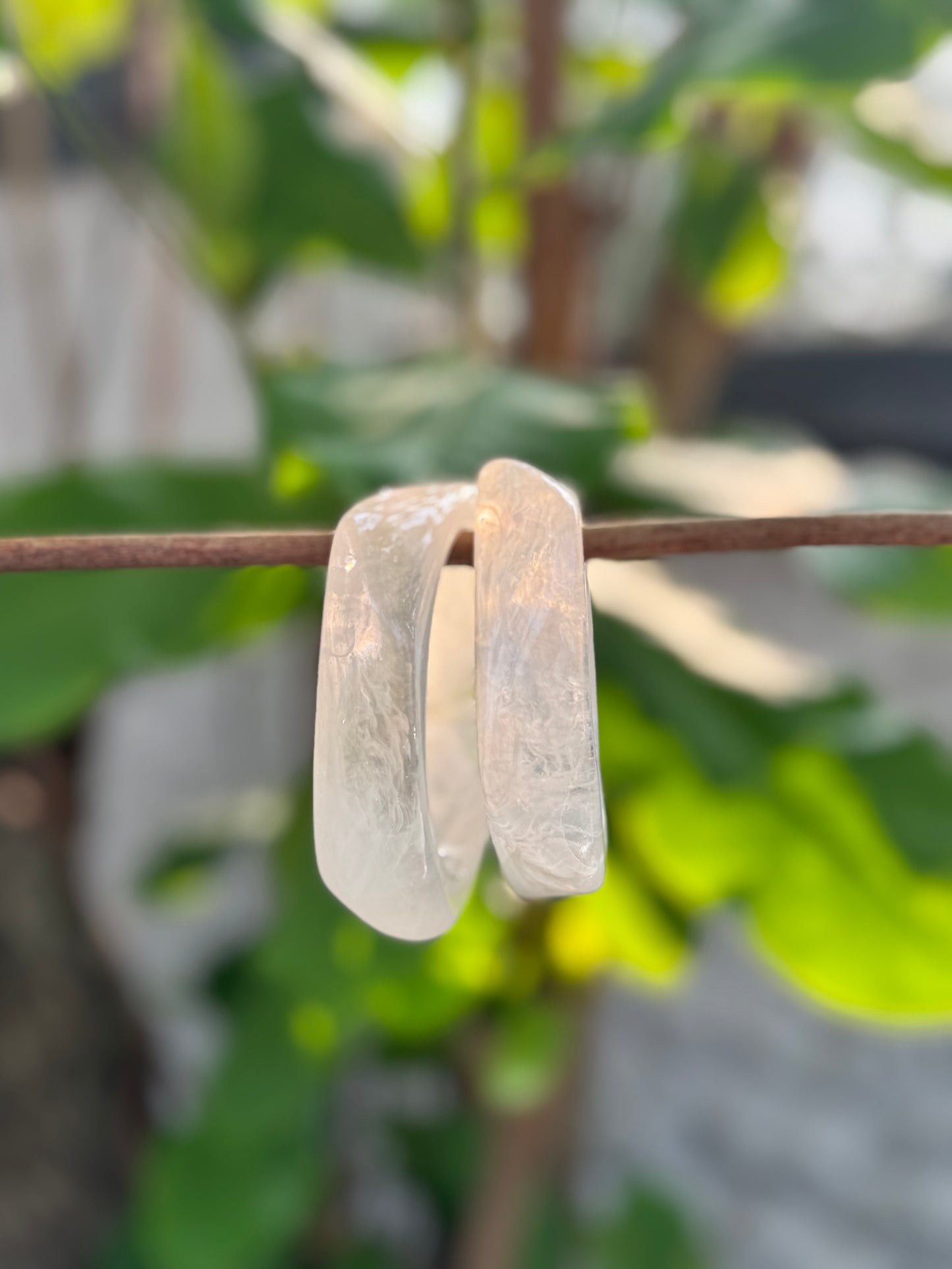 Handmade Acrylic Glossy Bangle – Statement Milky white bangle | Single Piece | Size 2.6